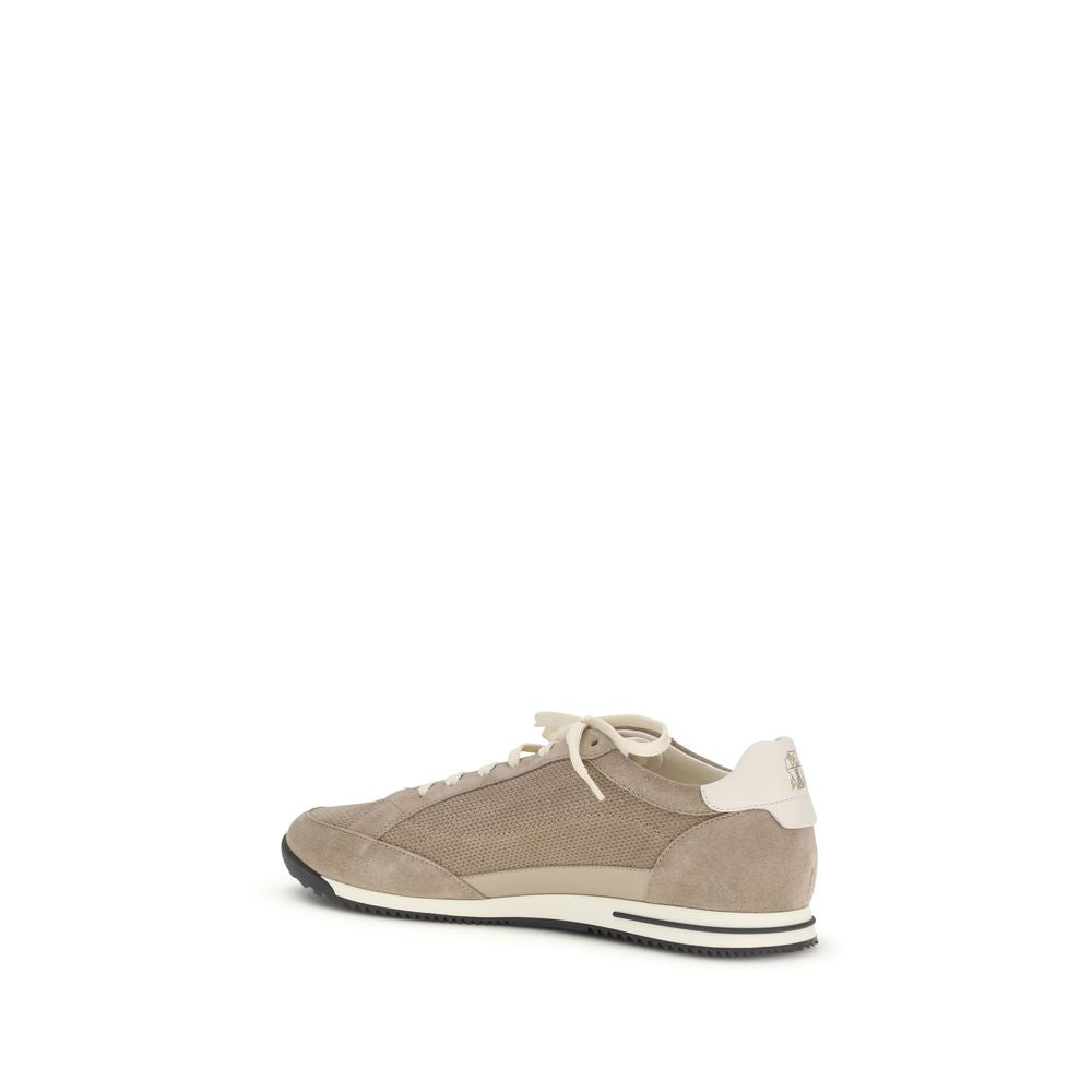 Beige Calf Leather Bos Taurus Low Top Sneakers - ventzia