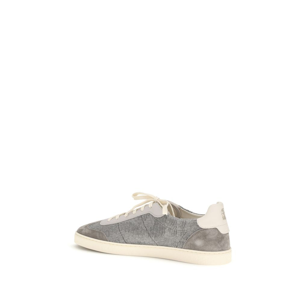 Gray Cotton Low Top Sneakers - ventzia