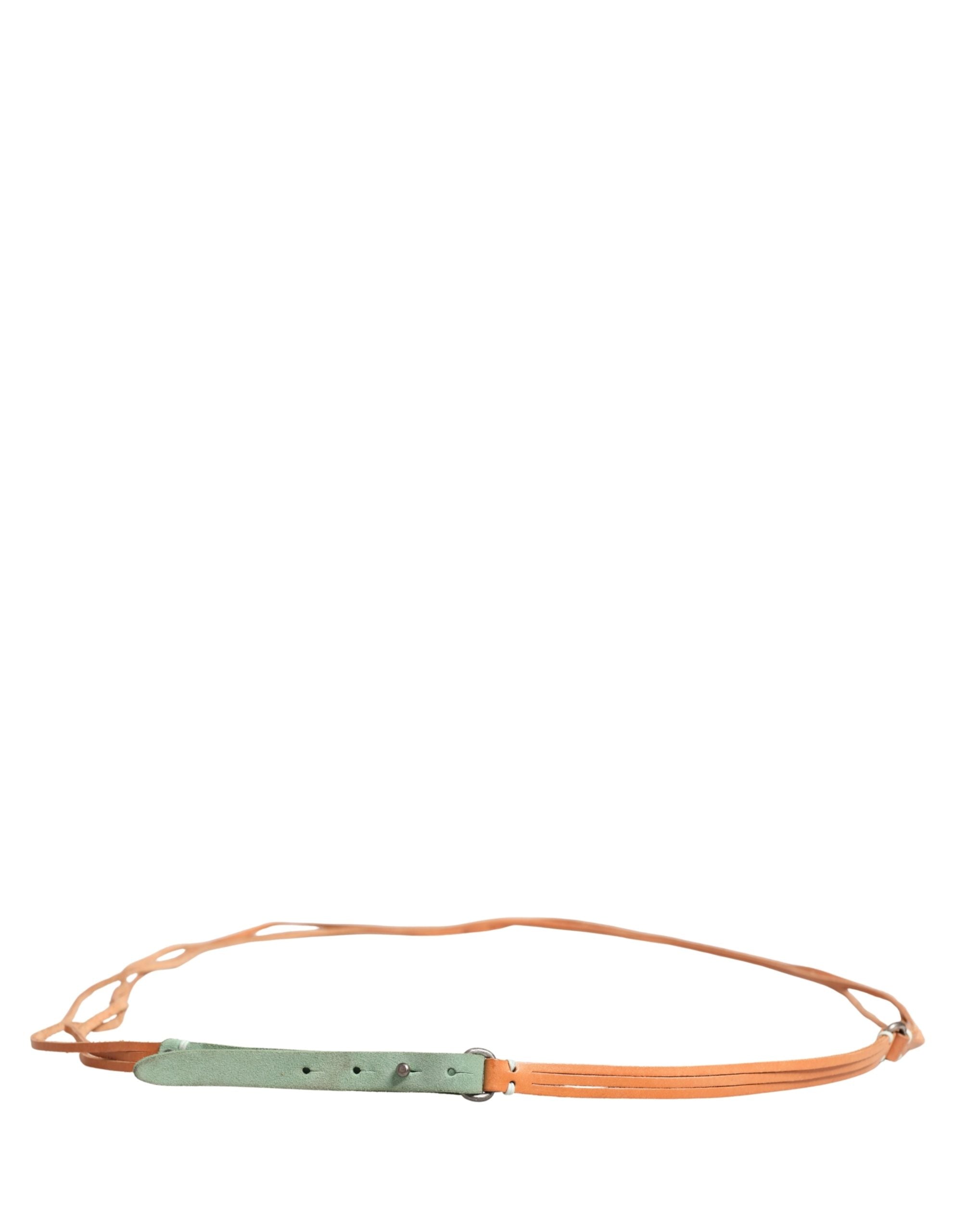 Brown Leather Silver Tone Buckle Waist Belt - ventzia