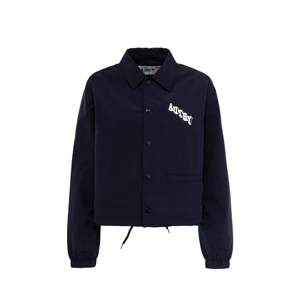 Blue Polyester Shell Jacket - ventzia