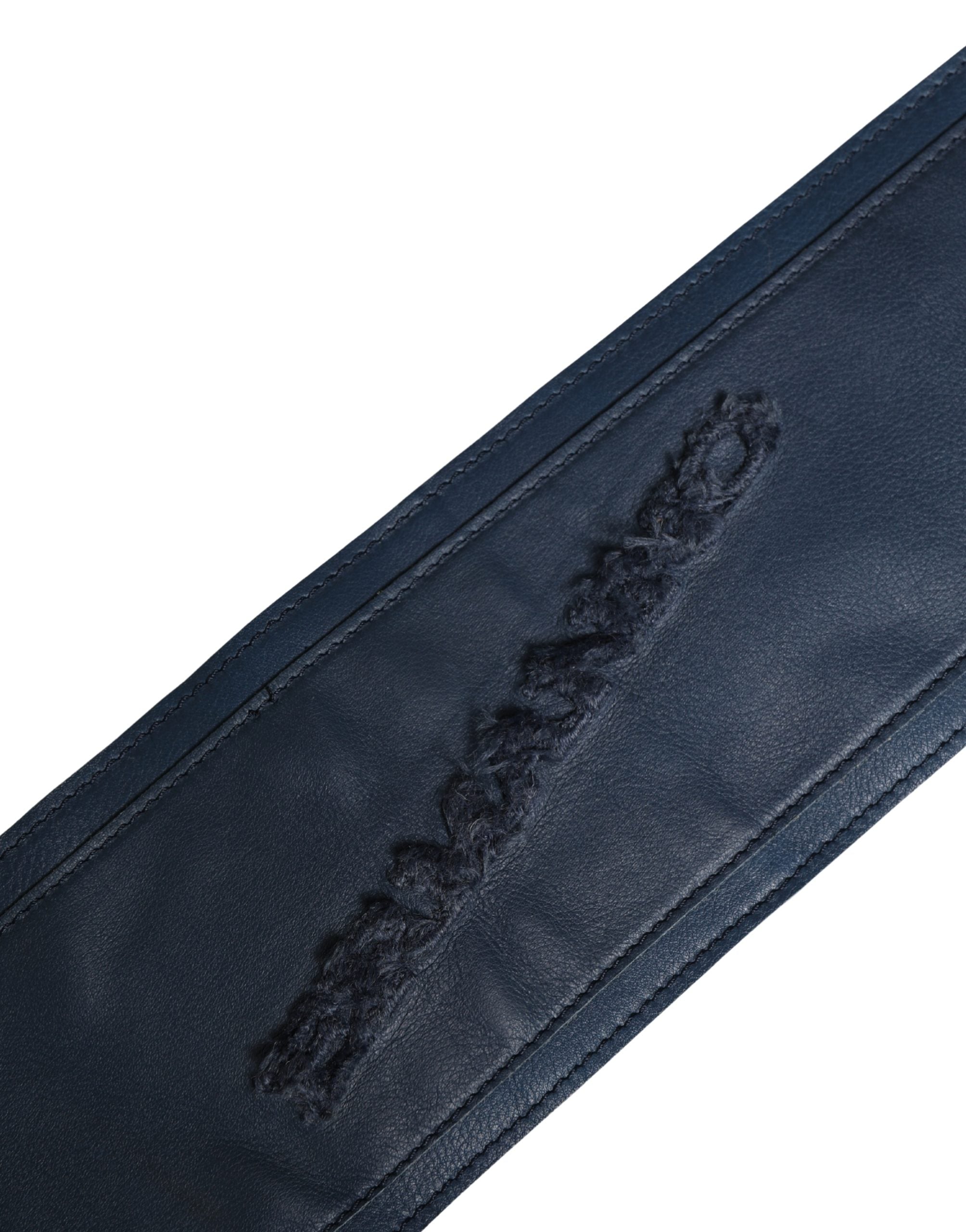 Blue Leather Wide Waist Women Cintura Belt - ventzia