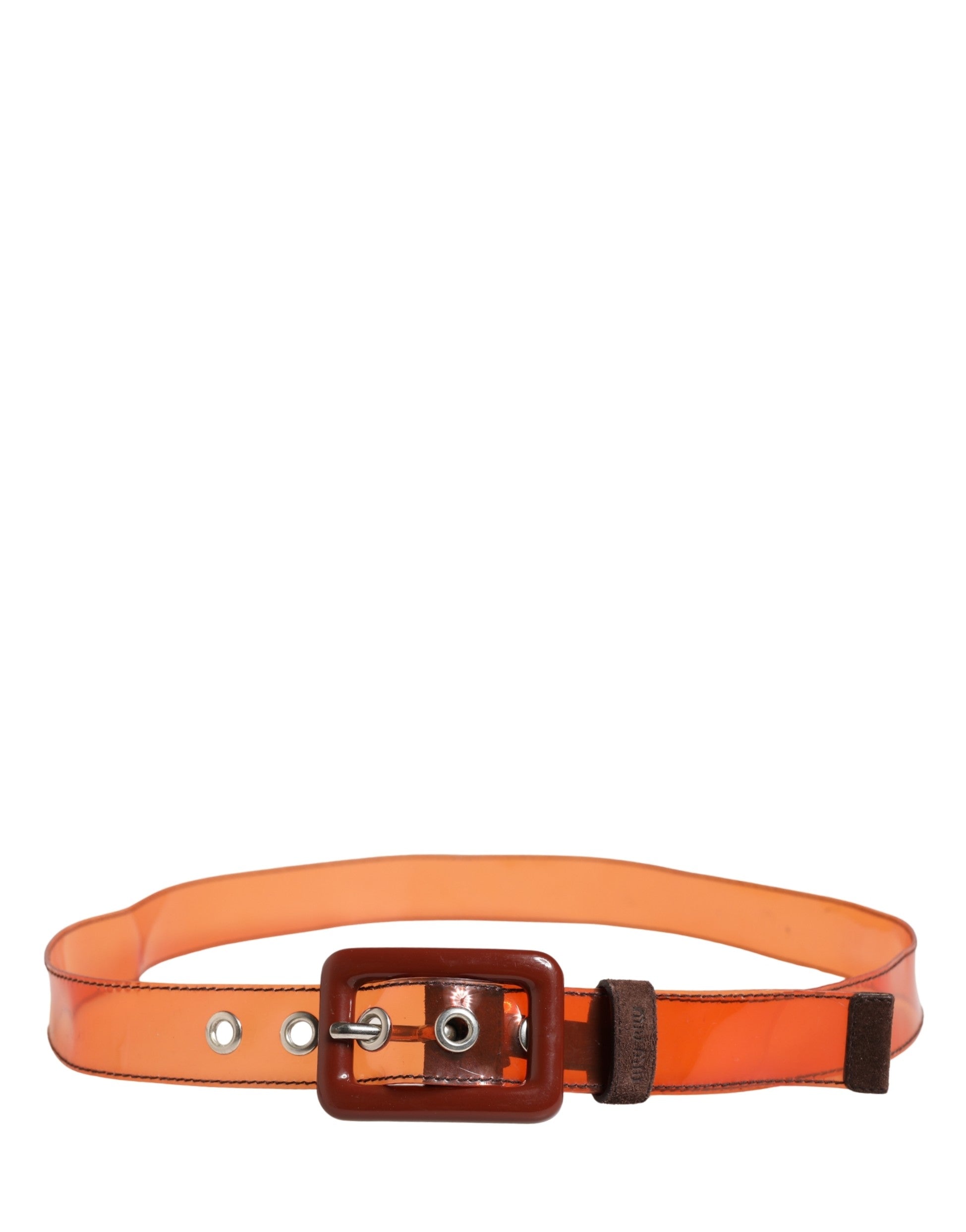 Orange PVC Waist Women Cintura Square Buckle Belt - ventzia