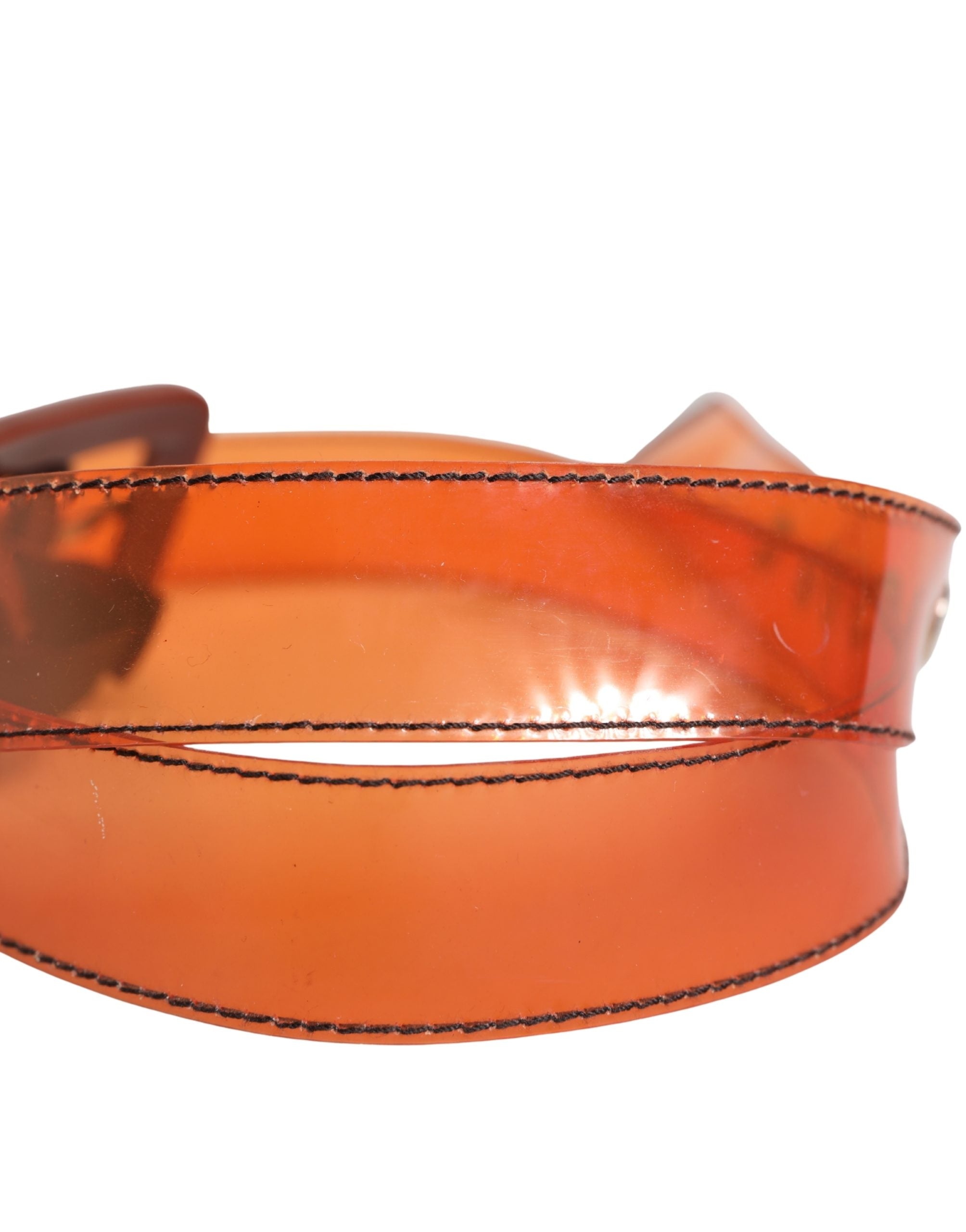 Orange PVC Waist Women Cintura Square Buckle Belt - ventzia