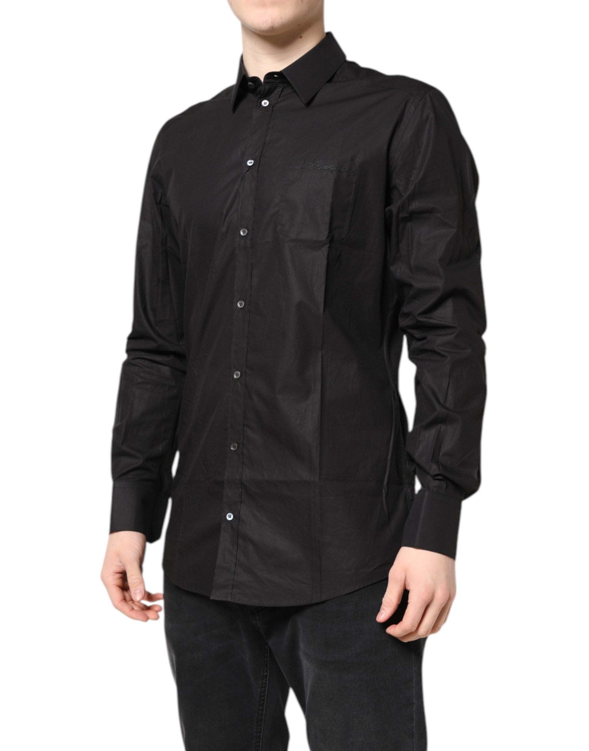 Black GOLD Cotton Collared Formal Dress Shirt - ventzia