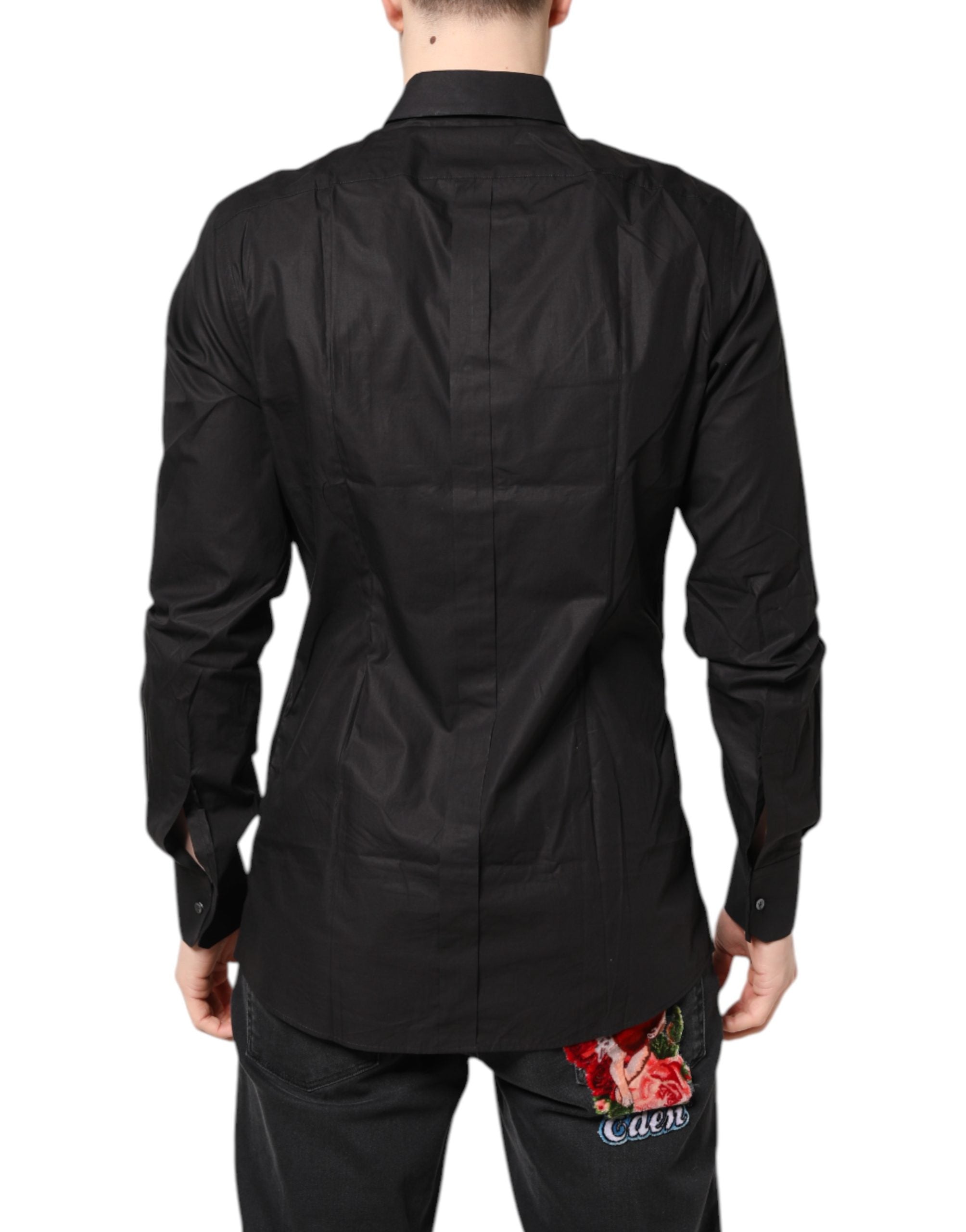 Black GOLD Cotton Collared Formal Dress Shirt - ventzia