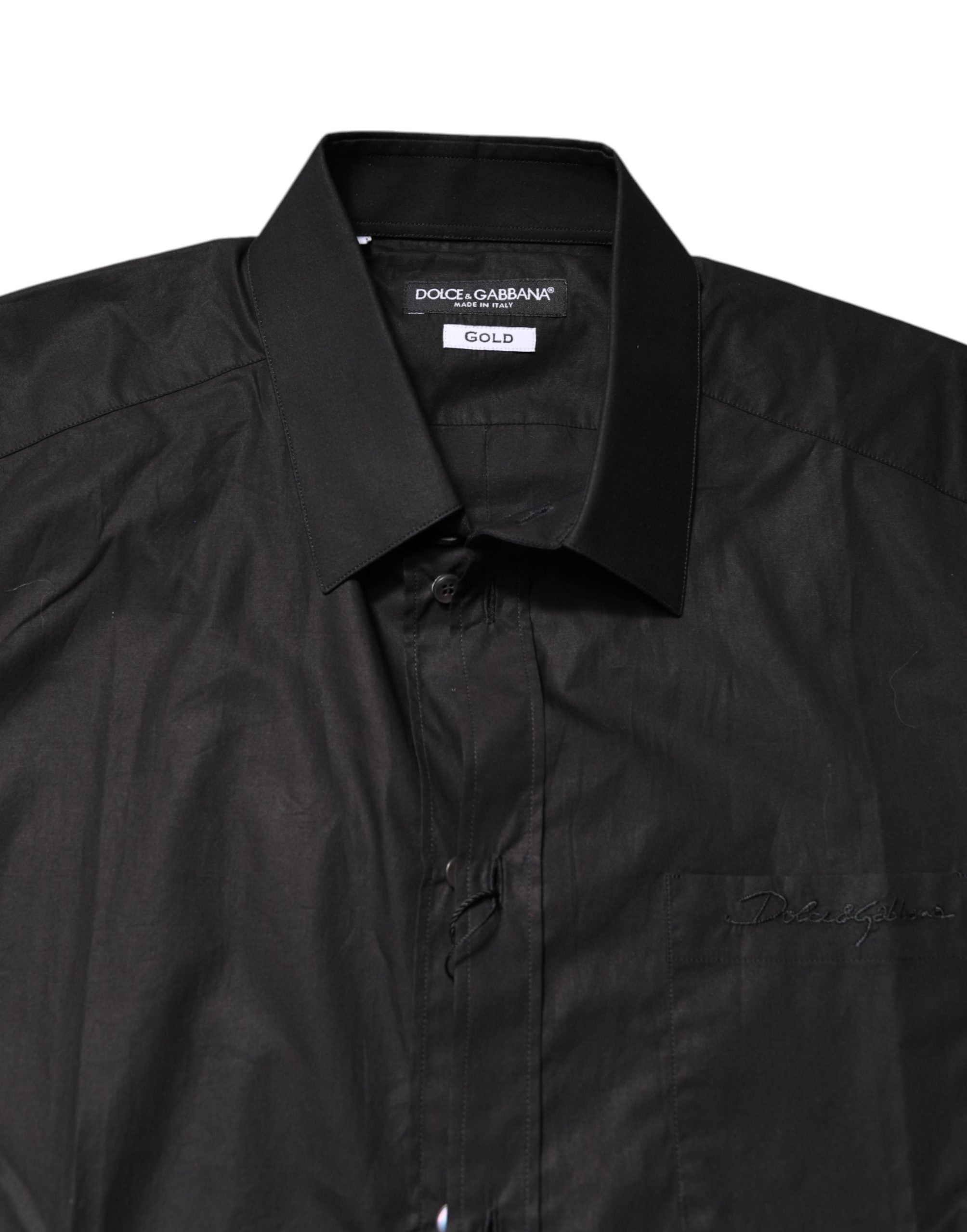 Black GOLD Cotton Collared Formal Dress Shirt - ventzia