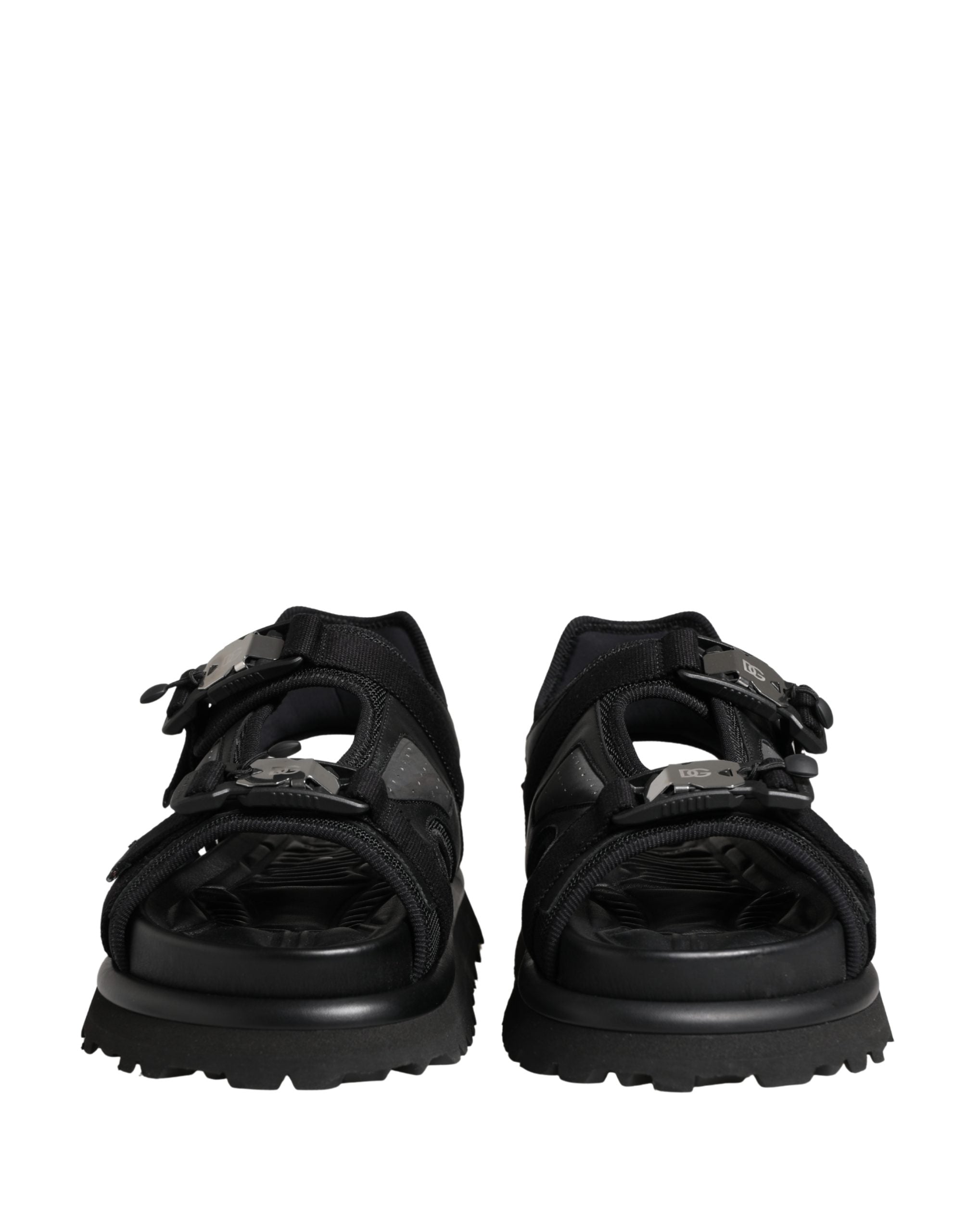 Black Logo Detailed Men Chunky Sandals Shoes - ventzia