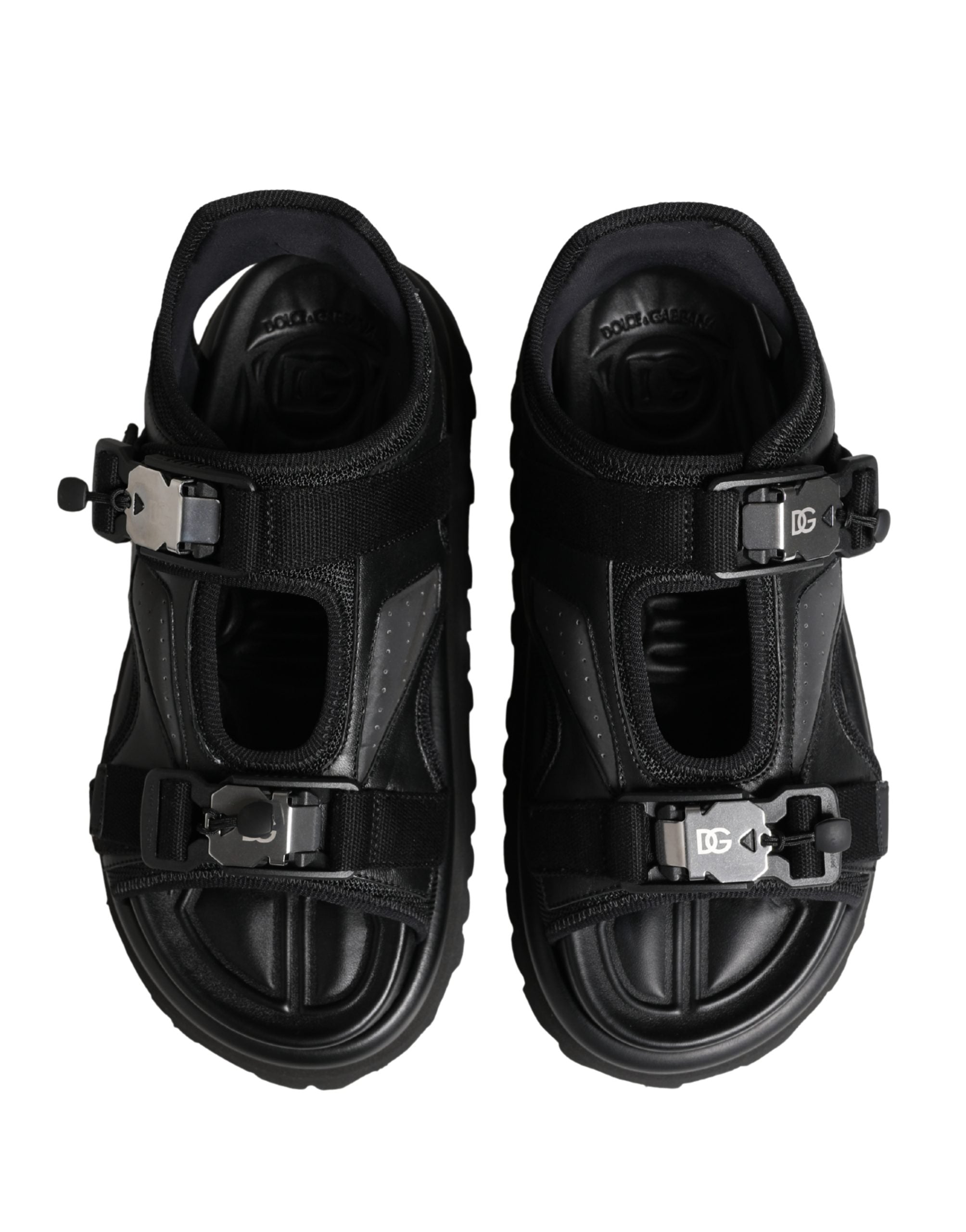 Black Logo Detailed Men Chunky Sandals Shoes - ventzia