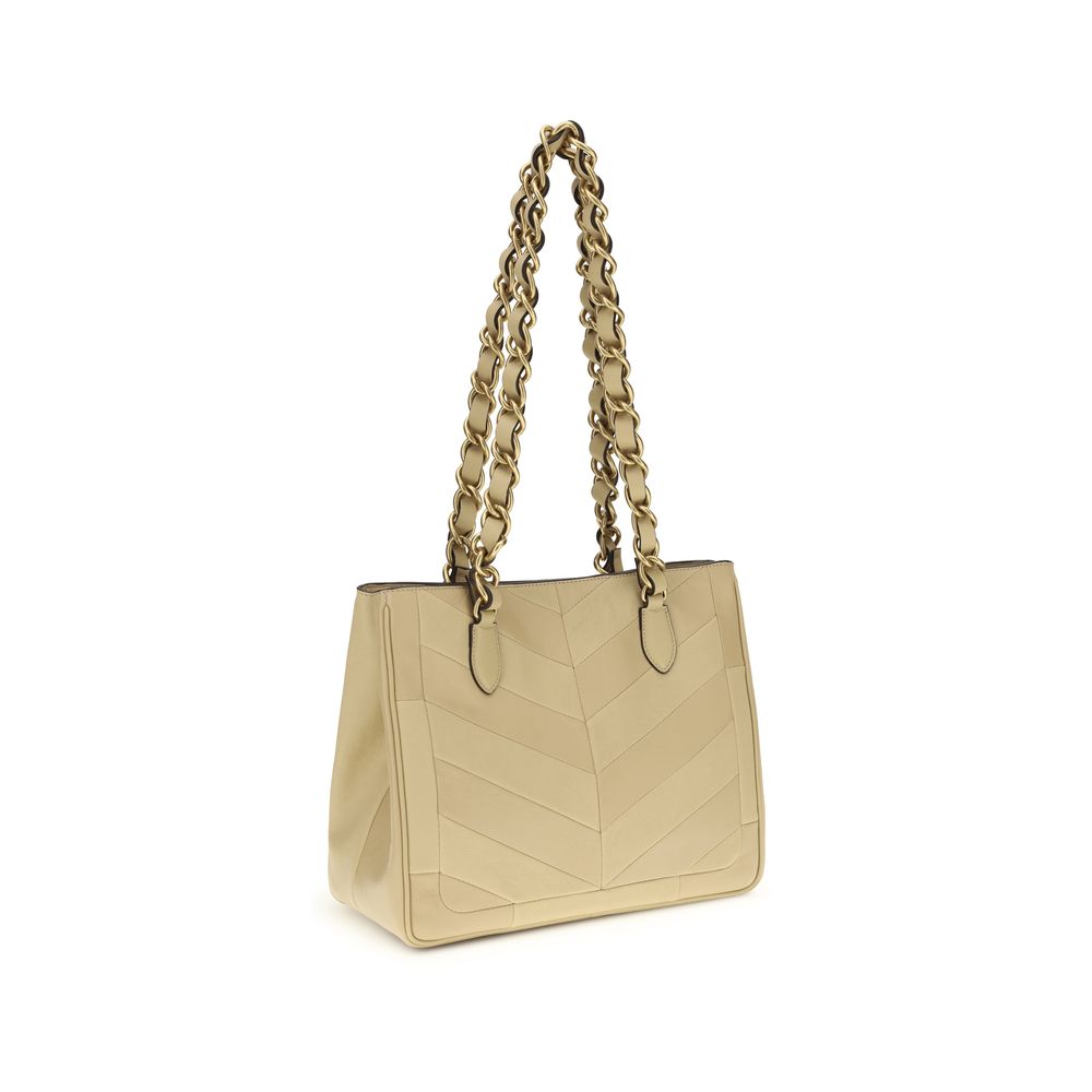 Gold Napa Leather / Calf Bos Taurus Shoulder Bag - ventzia