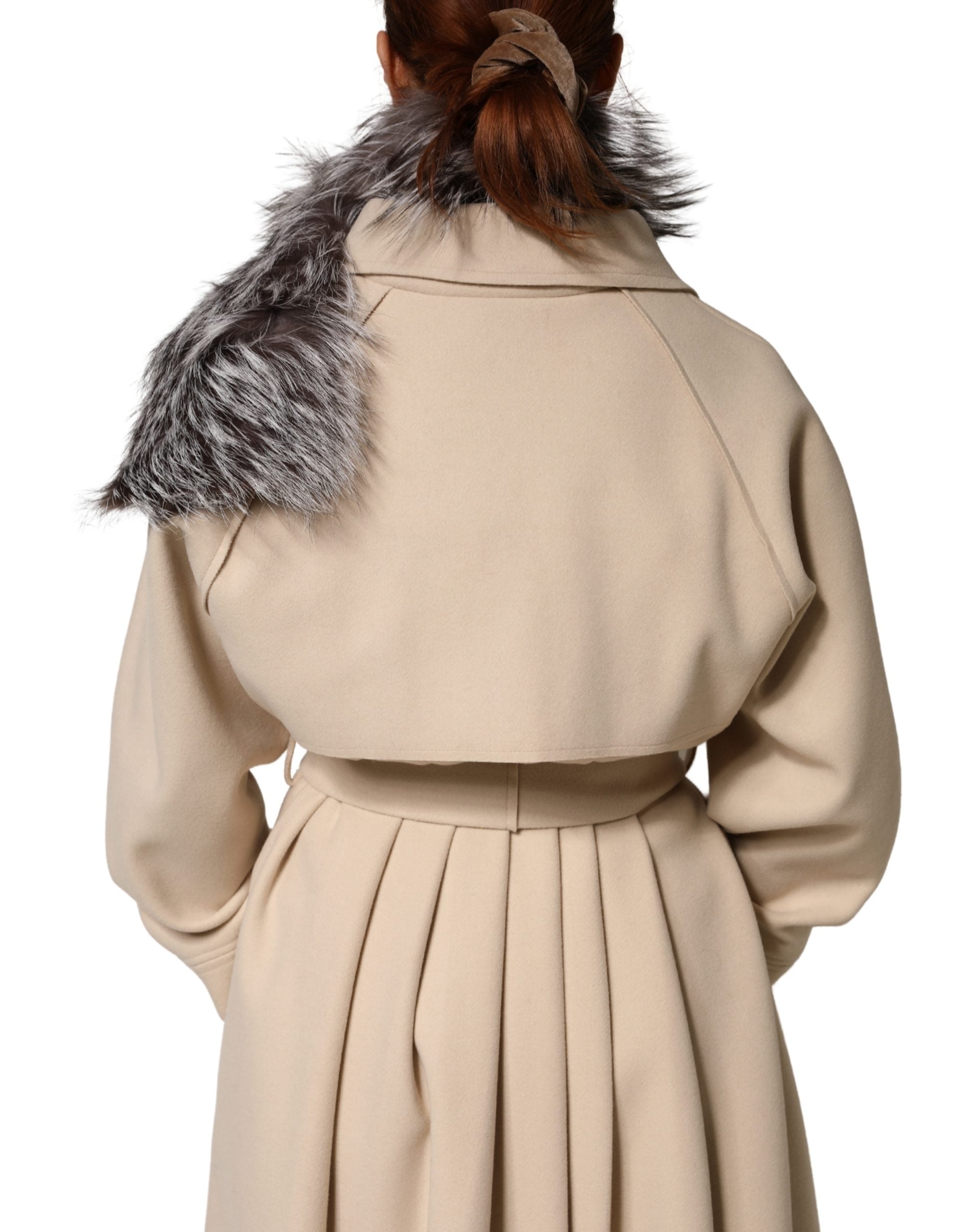 Gray Fox Fur Neck Wrap Warmer Winter Scarf - ventzia