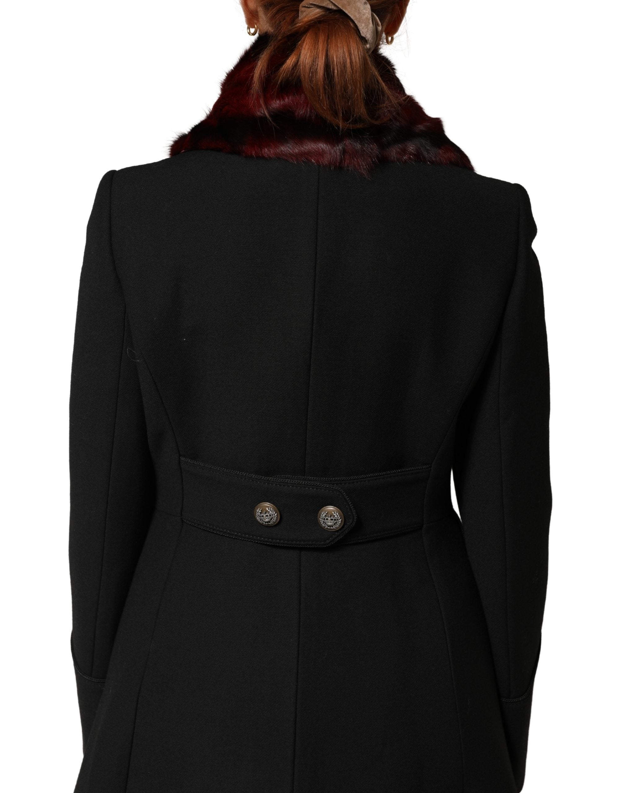 Black Red Stripe Fur Shawl Neck Wrap Scarf - ventzia
