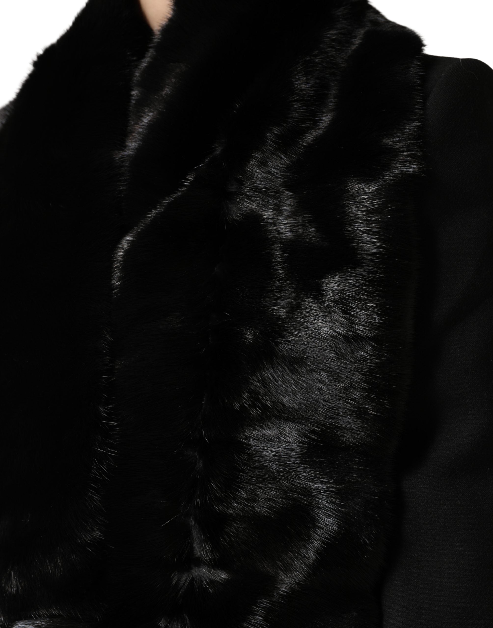Black Fur Shawl Neck Wrap Cover Collar Scarf - ventzia