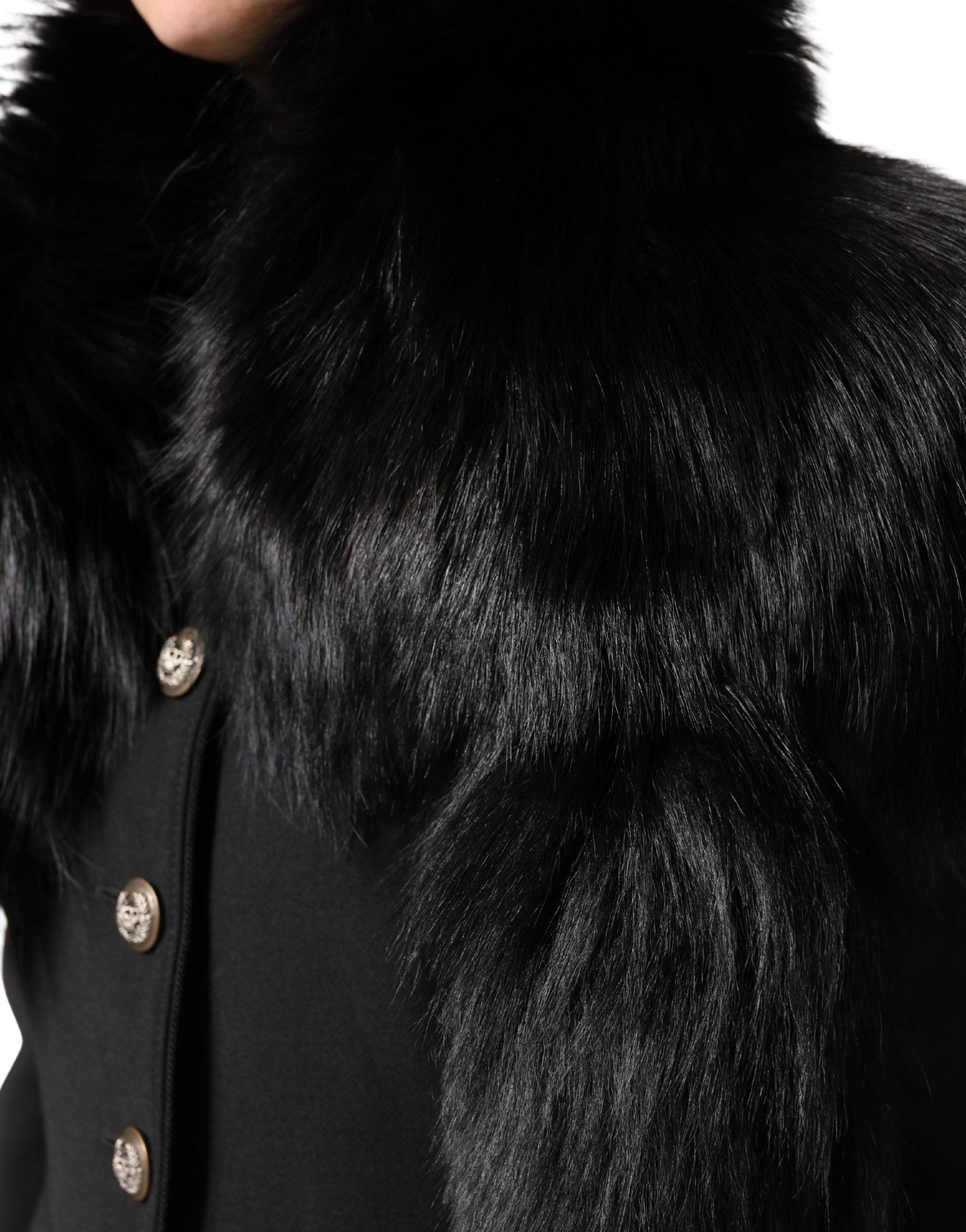 Black Fox Fur Neck Wrap Warmer Winter Scarf - ventzia