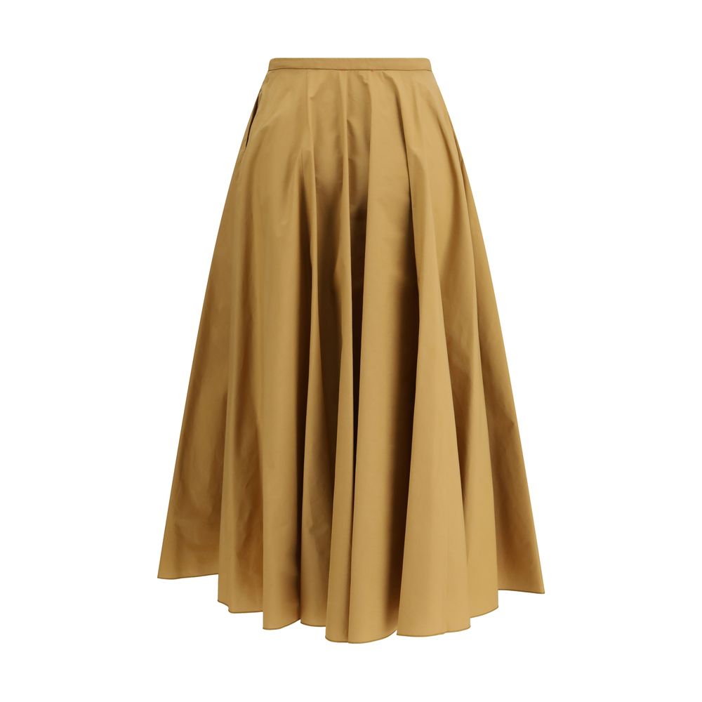 Beige Cotton Long Skirt - ventzia