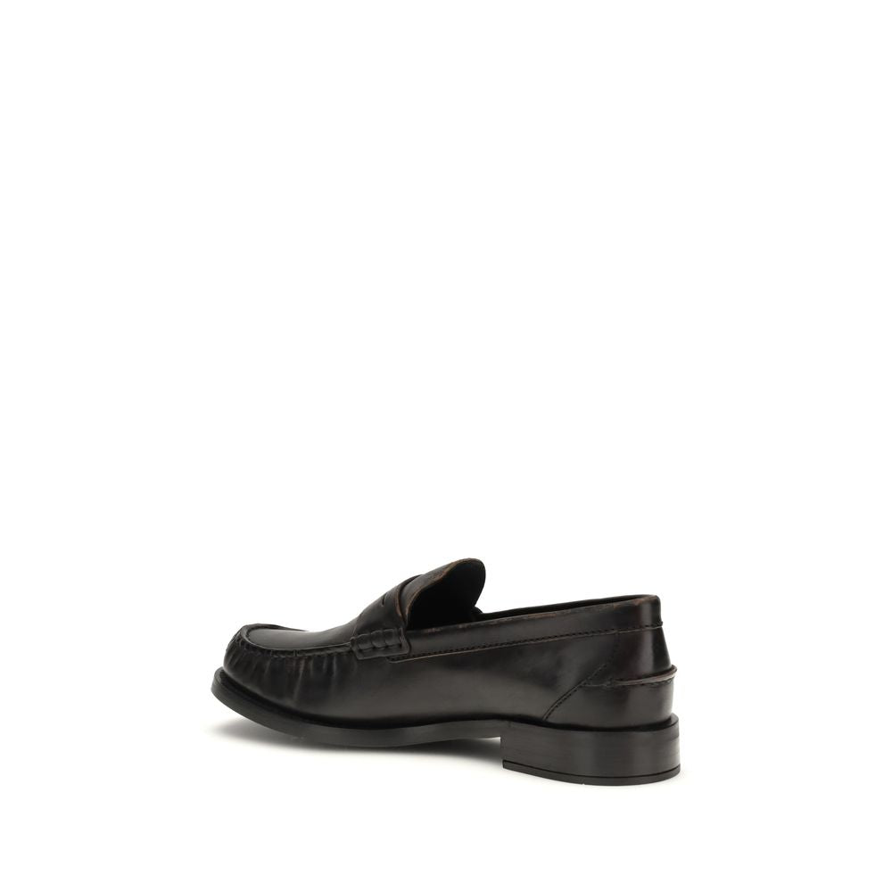 Black Calf Leather Bos Taurus Slip-On Loafers - ventzia