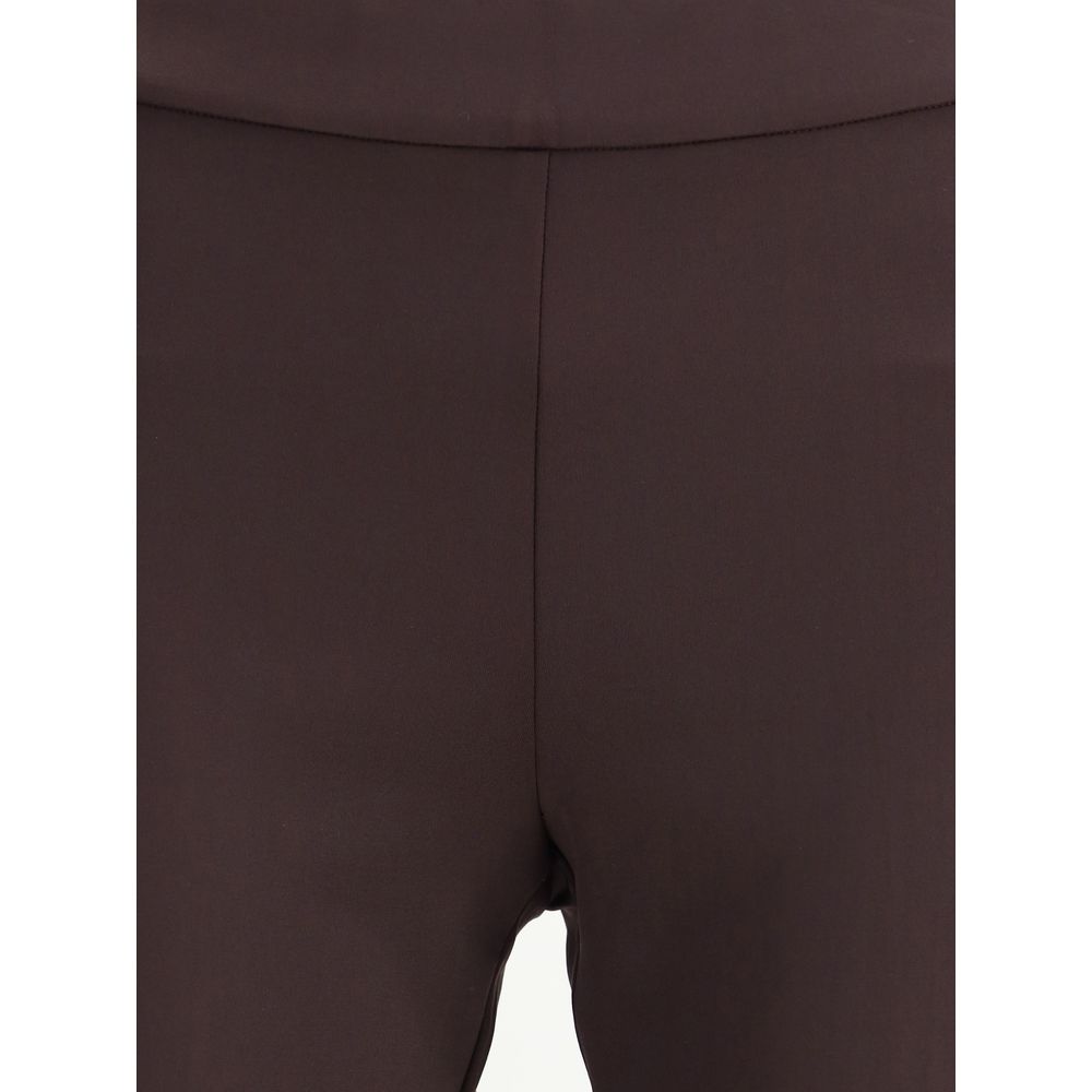 Brown Elastane Flared Pants - ventzia