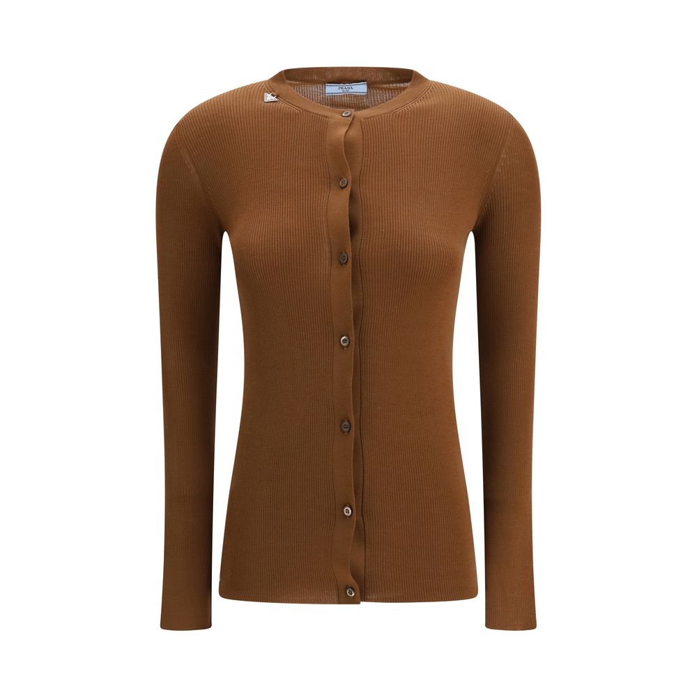 Brown Fleece Wool Cardigan - ventzia
