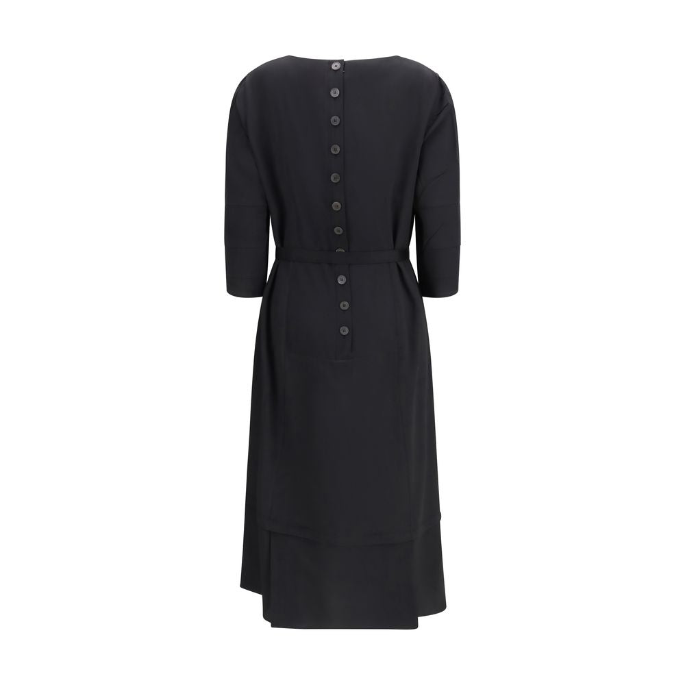 Black Wool Casual Dress - ventzia