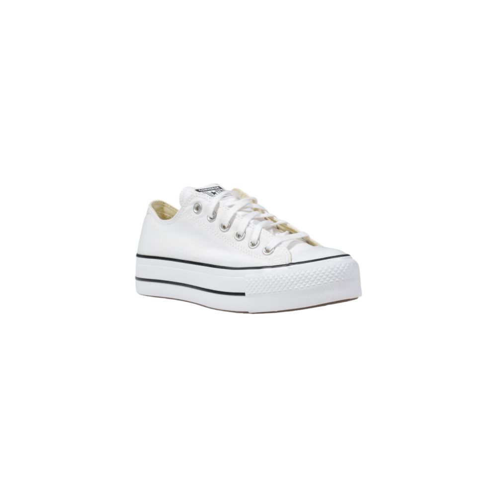 White Fabric Platform Sneakers - ventzia
