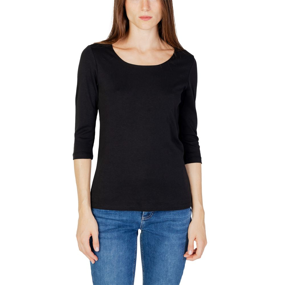 Black Cotton Long Sleeve T-Shirt - ventzia