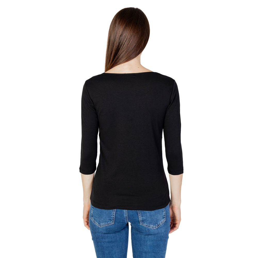 Black Cotton Long Sleeve T-Shirt - ventzia