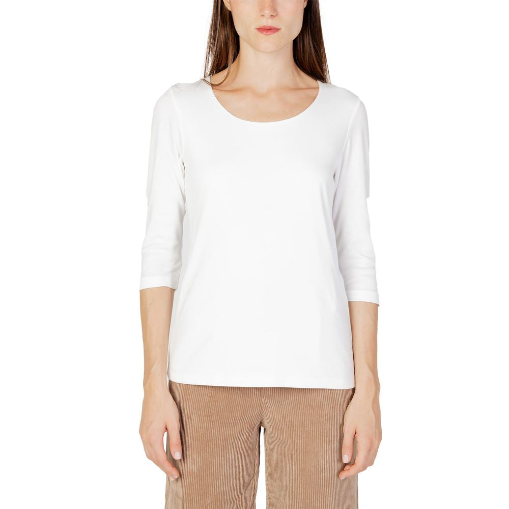 Cream Cotton Long Sleeve T-Shirt - ventzia