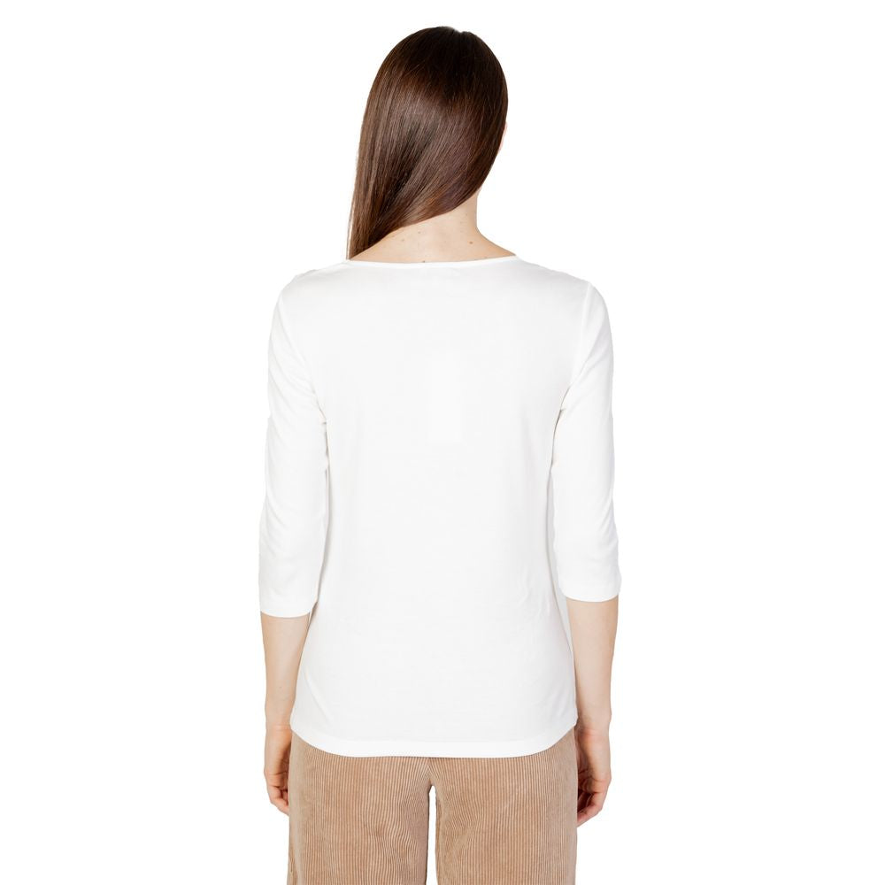 Cream Cotton Long Sleeve T-Shirt - ventzia