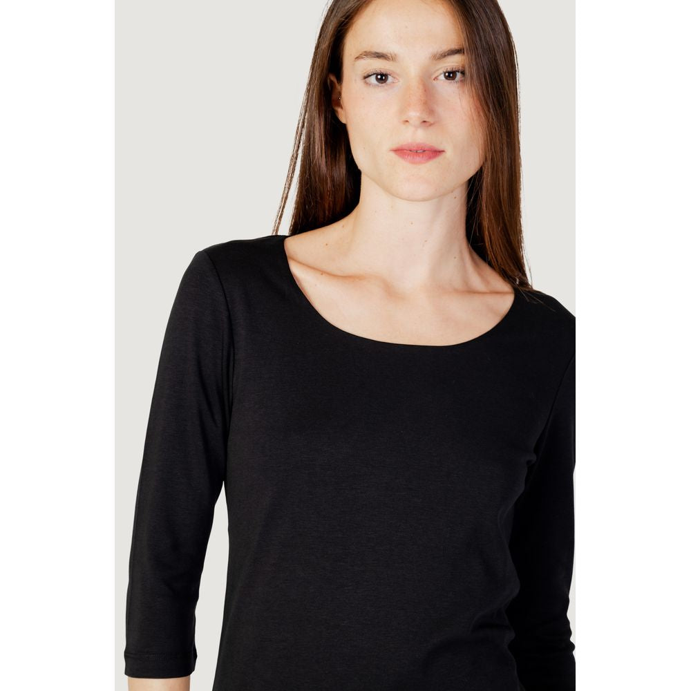 Black Cotton Long Sleeve T-Shirt - ventzia