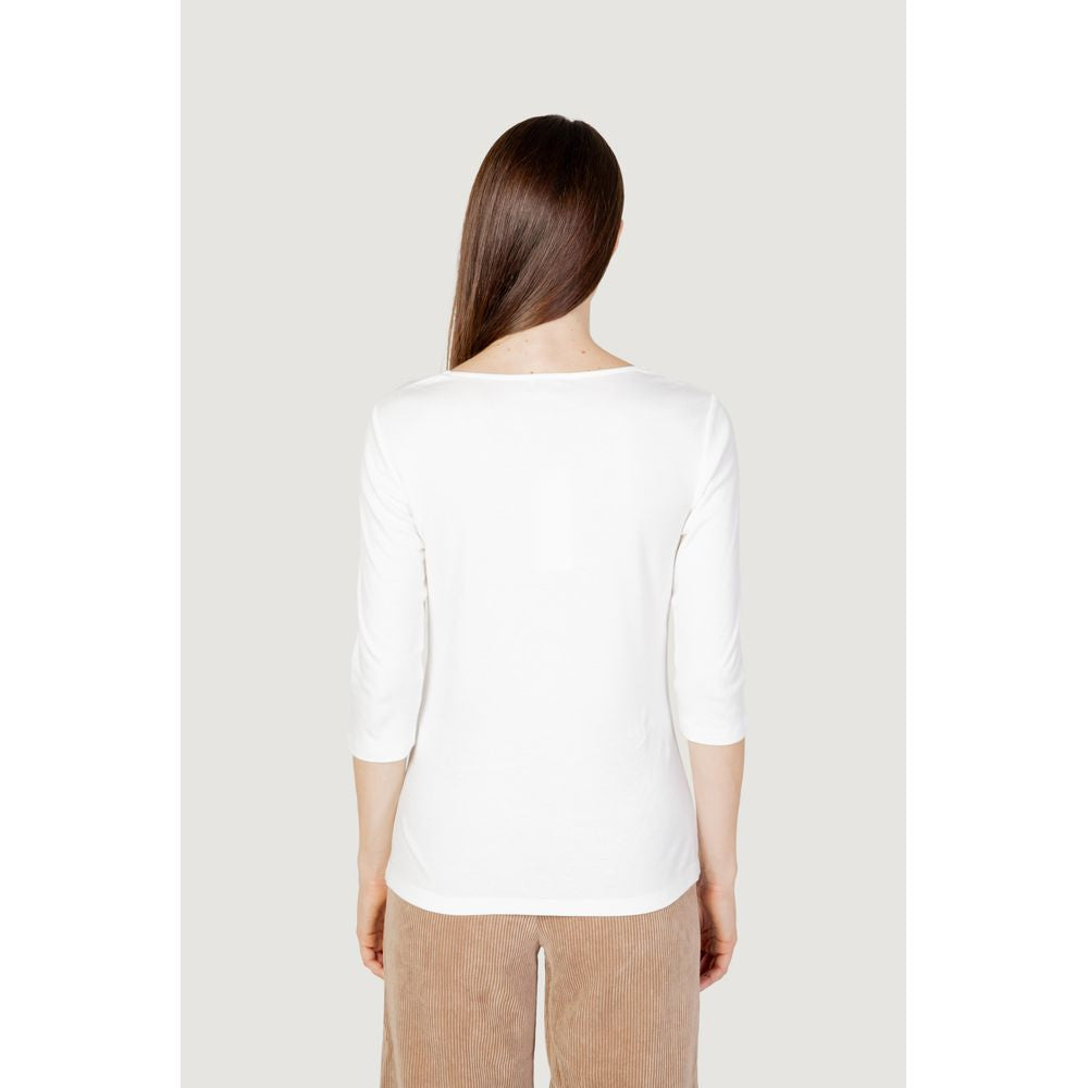 Cream Cotton Long Sleeve T-Shirt - ventzia