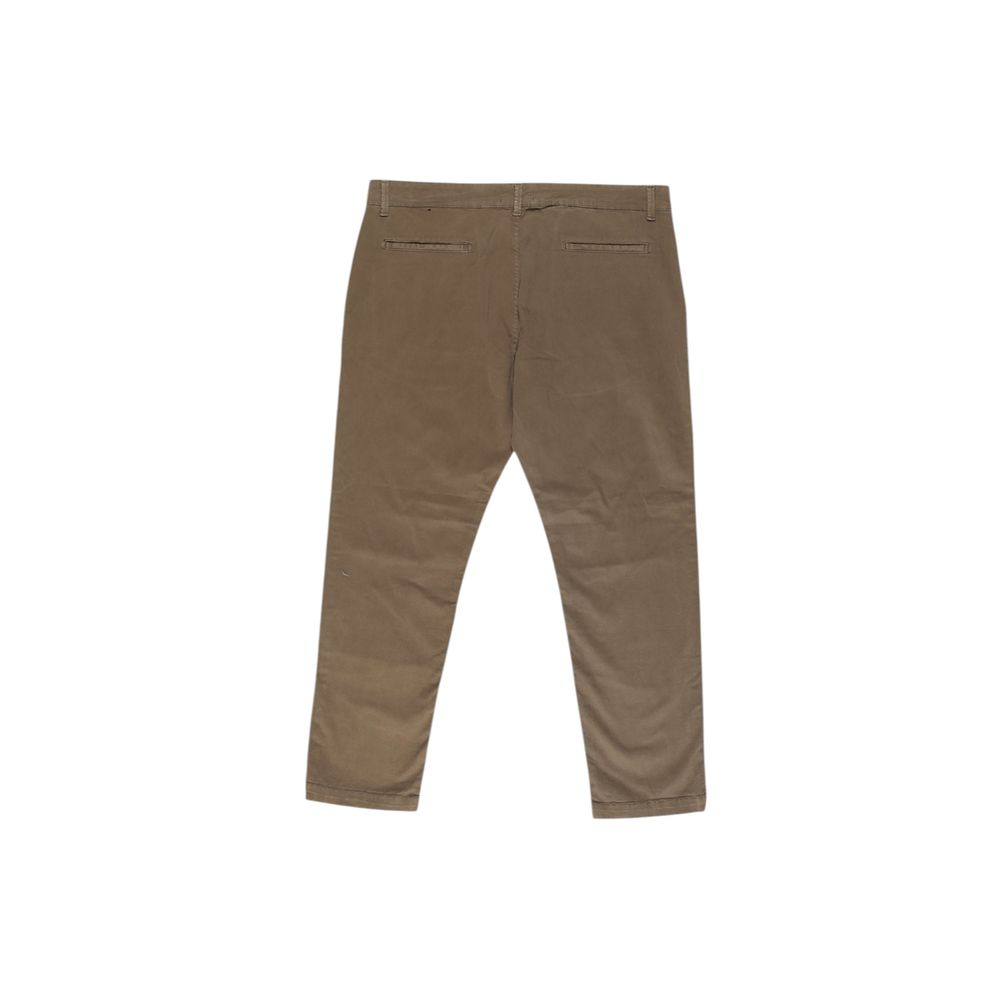 Beige Cotton Casual Pants - ventzia