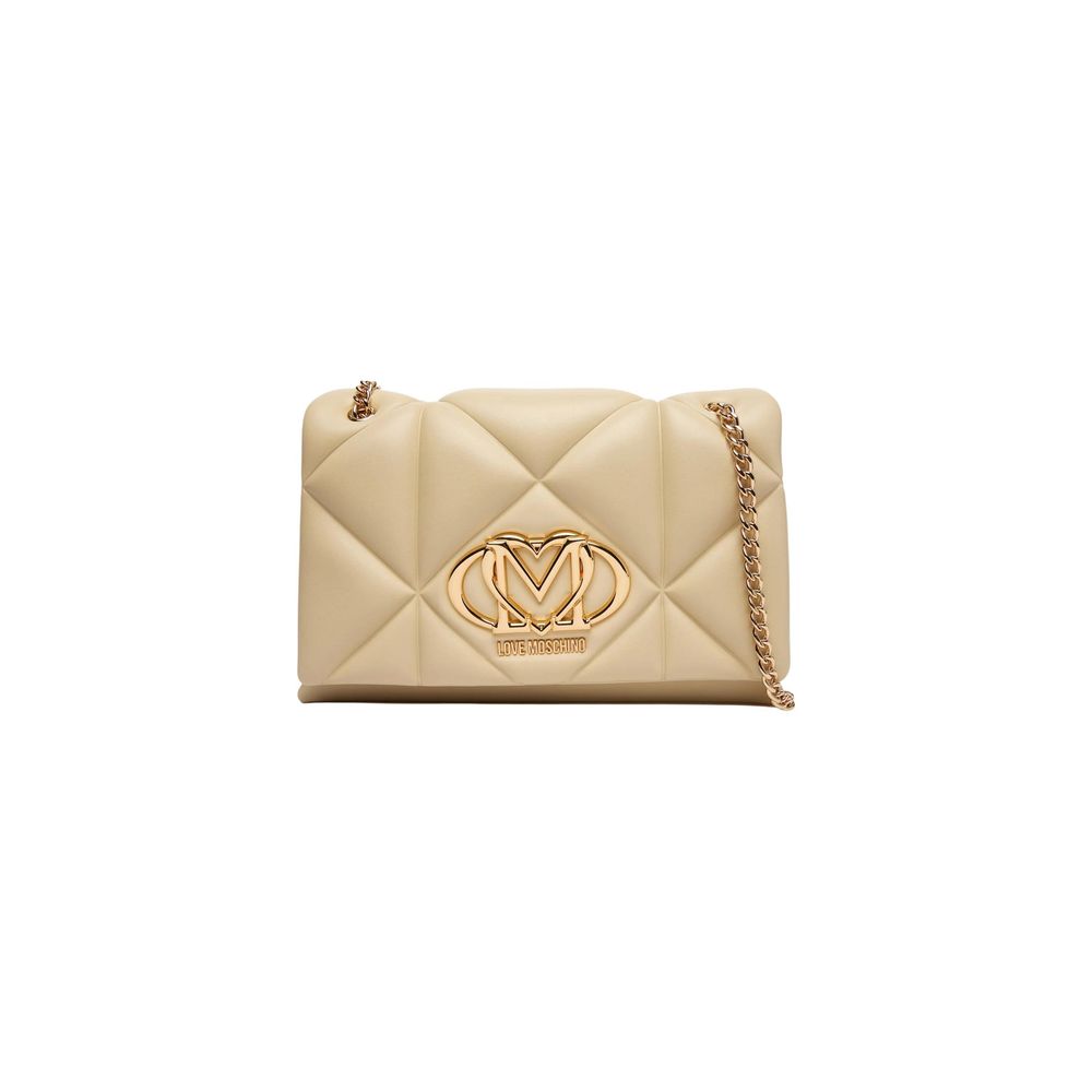 Beige Artificial Leather Handbag - ventzia