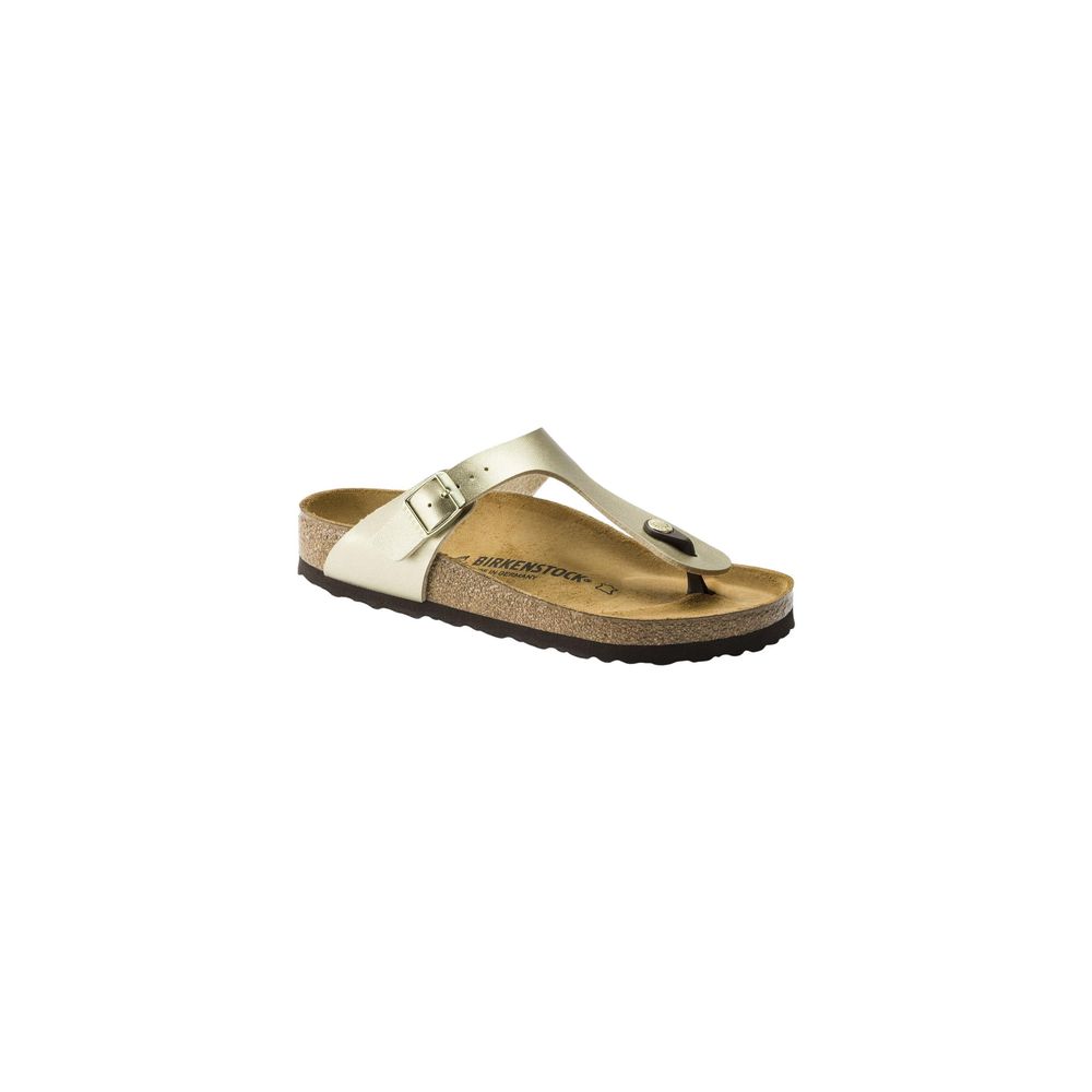 Gold Synthetic Flat Sandals - ventzia