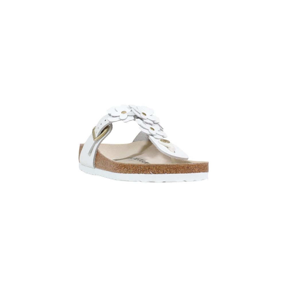 White Leather Flat Sandals - ventzia