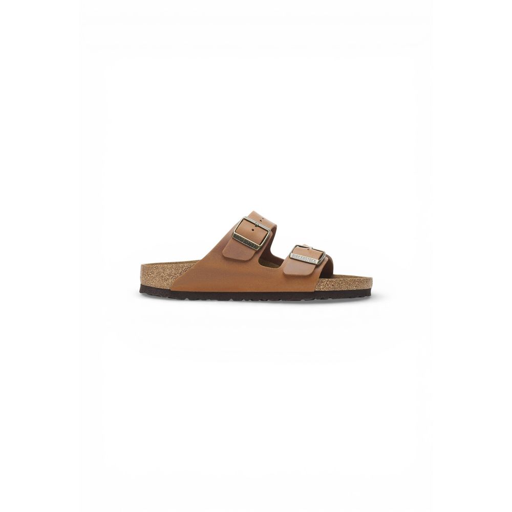 Brown Leather Flat Sandals - ventzia