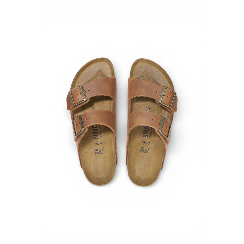 Brown Leather Flat Sandals - ventzia
