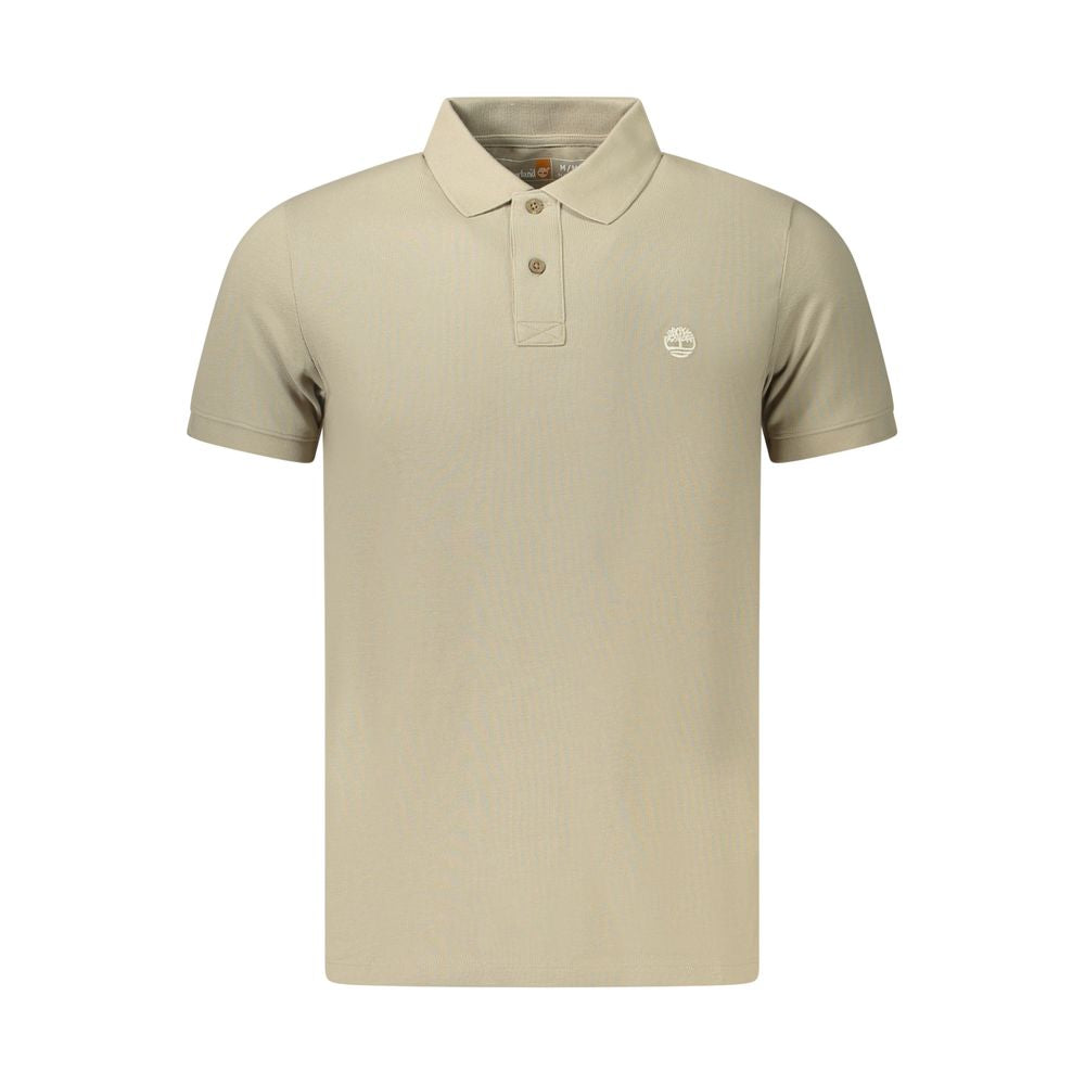Beige Cotton Men Polo Shirt - ventzia