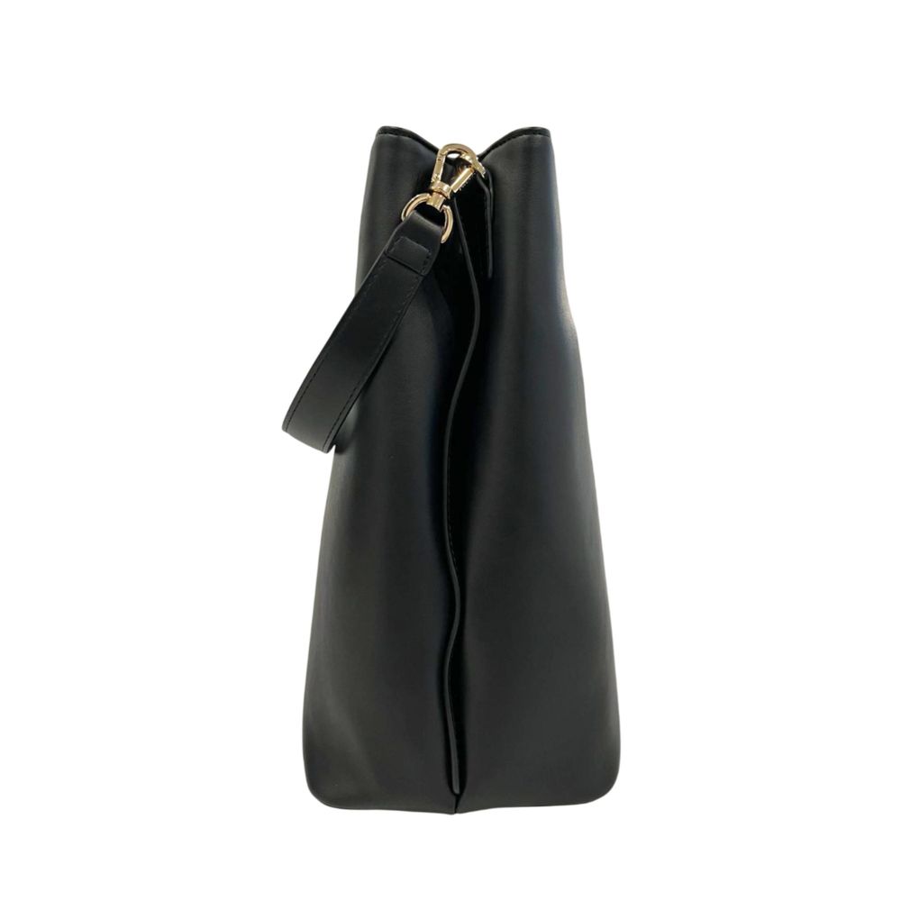 Black PU Women Shoulder Bag - ventzia