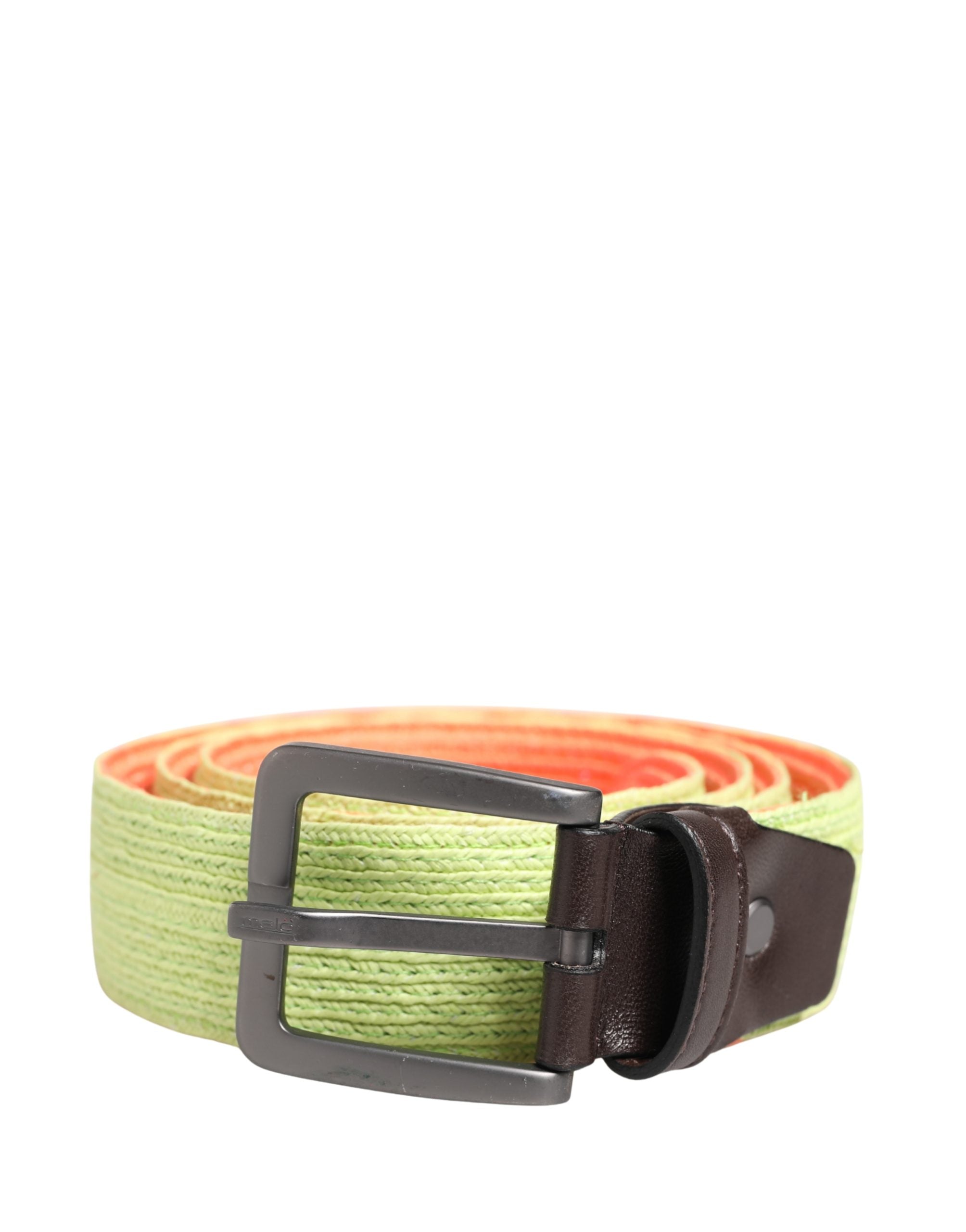 Green Orange Braided Metal Buckle Waist Cintura Belt - ventzia