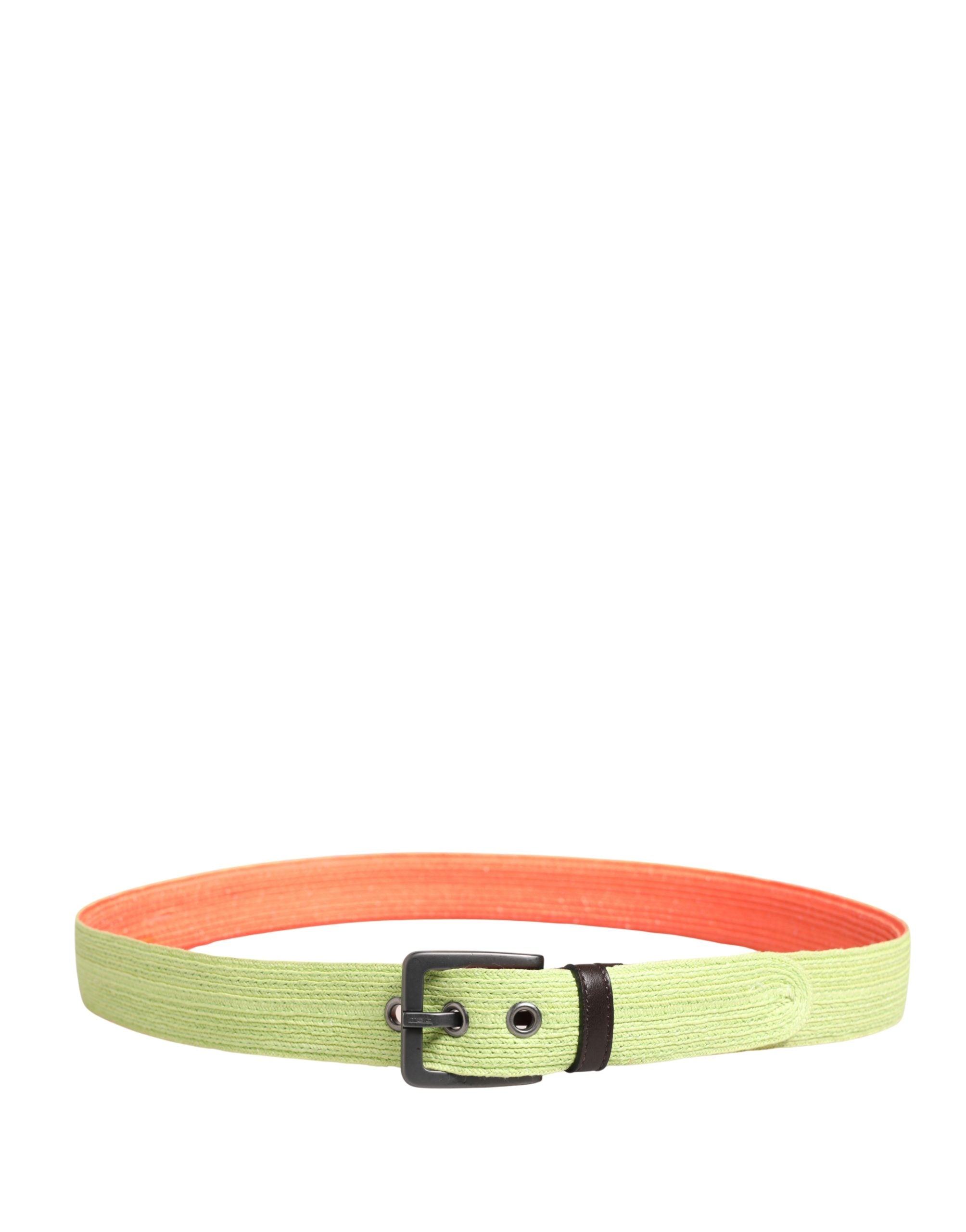 Green Orange Braided Metal Buckle Waist Cintura Belt - ventzia