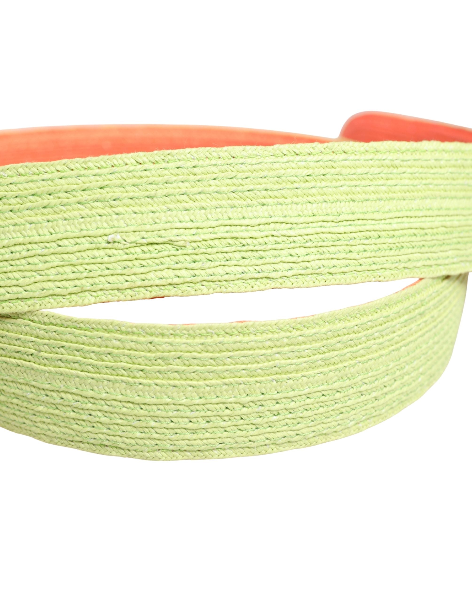 Green Orange Braided Metal Buckle Waist Cintura Belt - ventzia