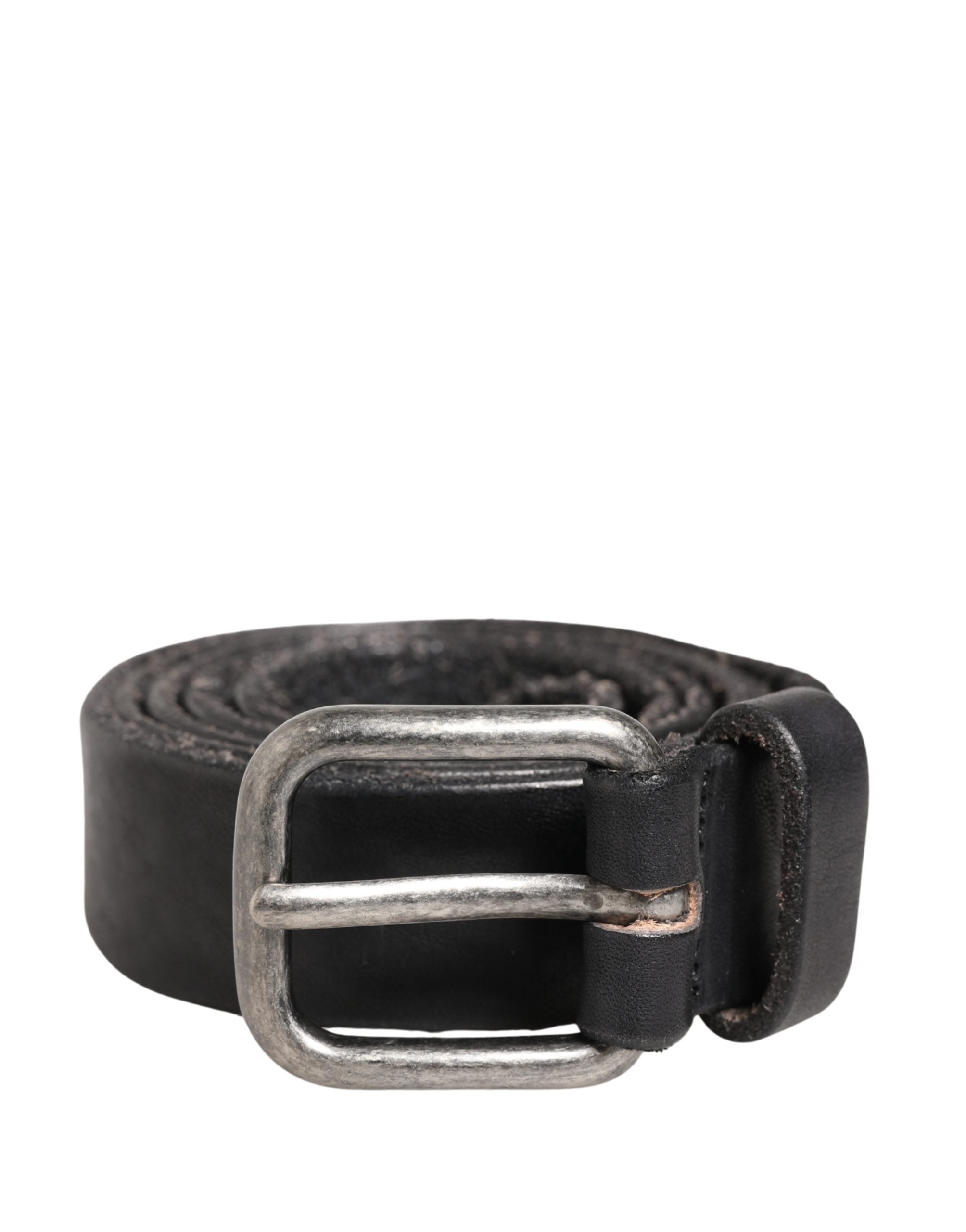 Men Black Leather Metal Buckle Belt - ventzia