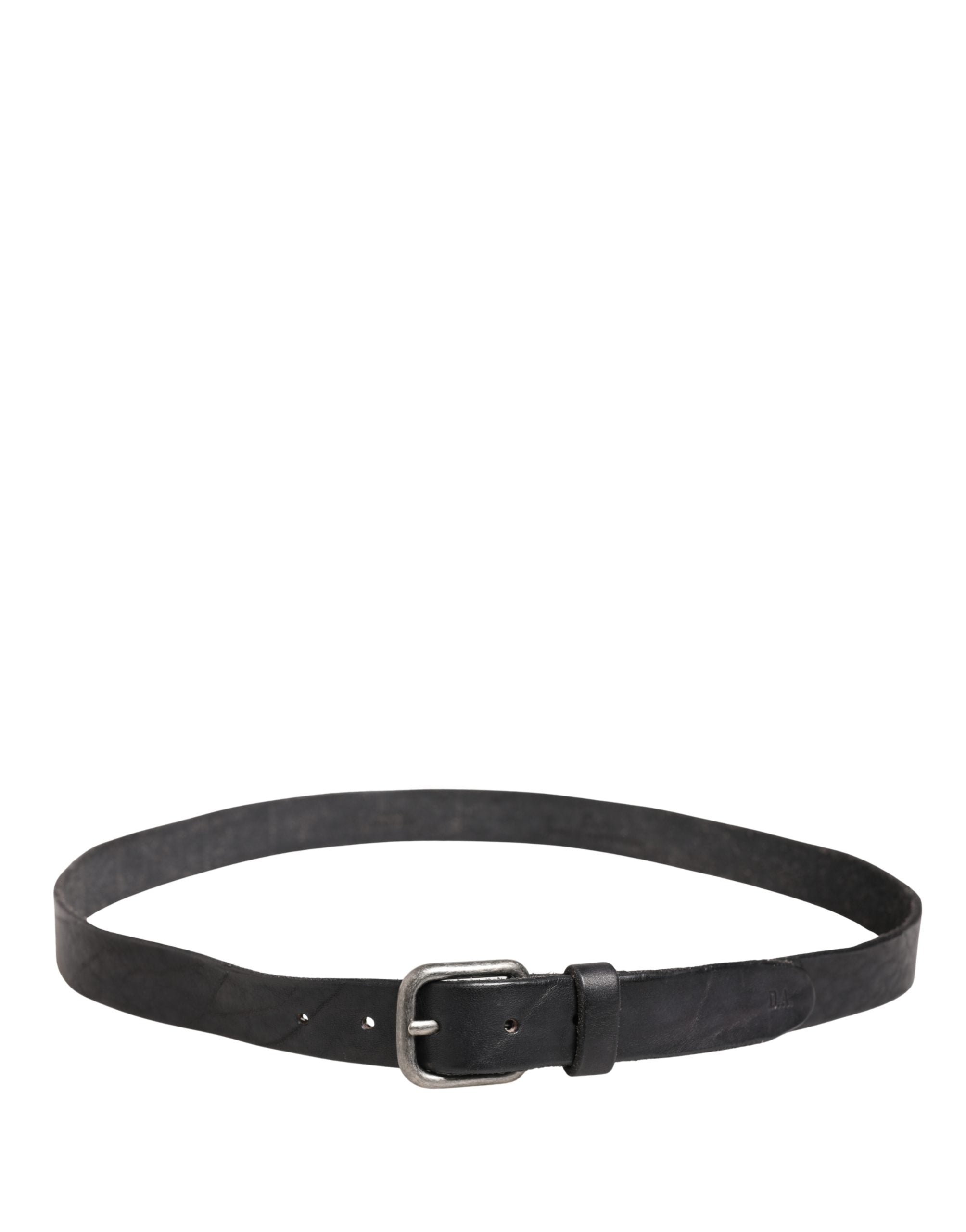 Men Black Leather Metal Buckle Belt - ventzia