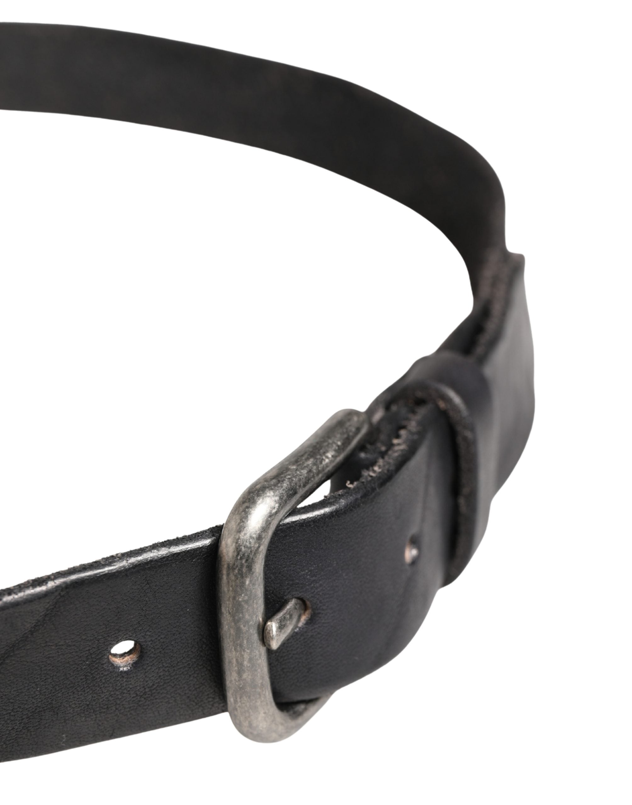 Men Black Leather Metal Buckle Belt - ventzia