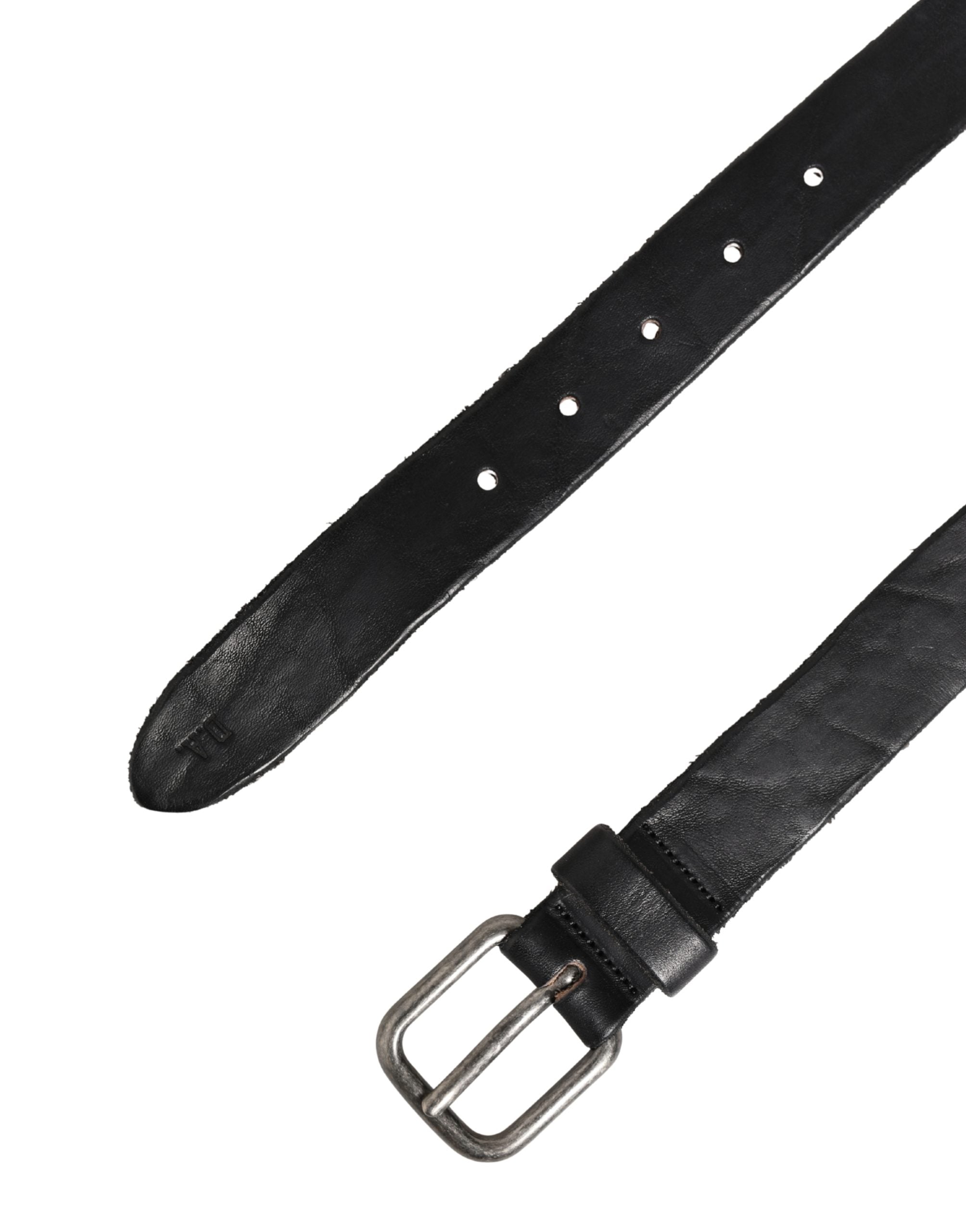 Men Black Leather Metal Buckle Belt - ventzia