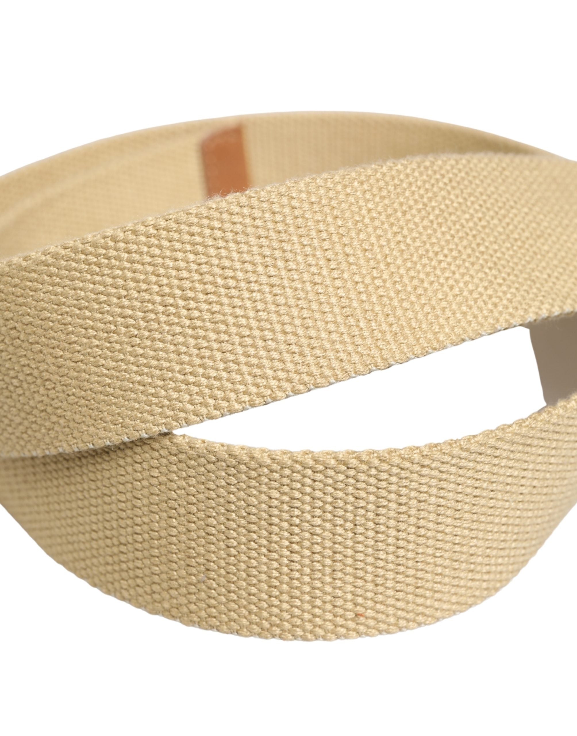 Men Beige Canvas Silver Metal Buckle Cintura Belt - ventzia