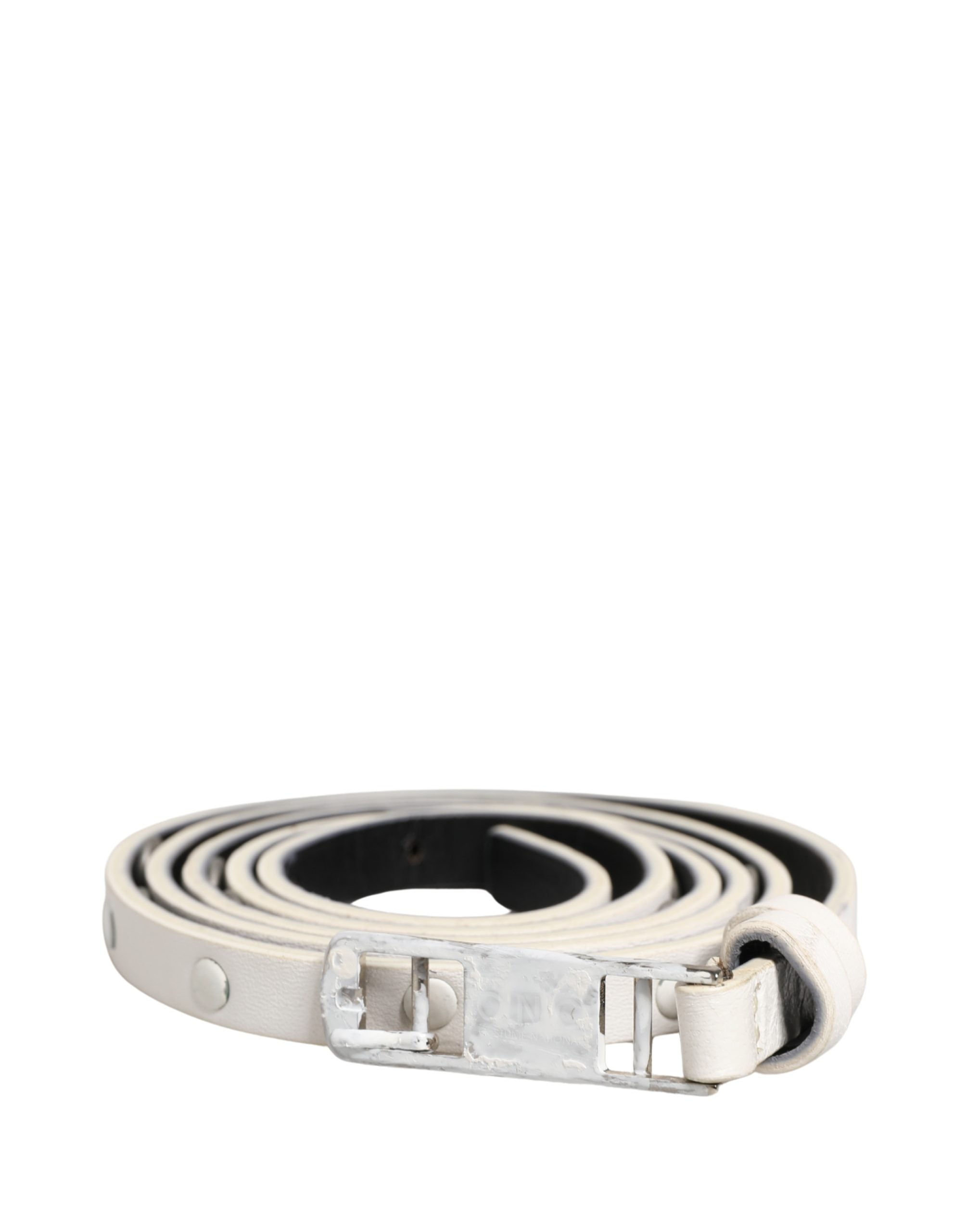 White Leather Studded Cintura Belt - ventzia