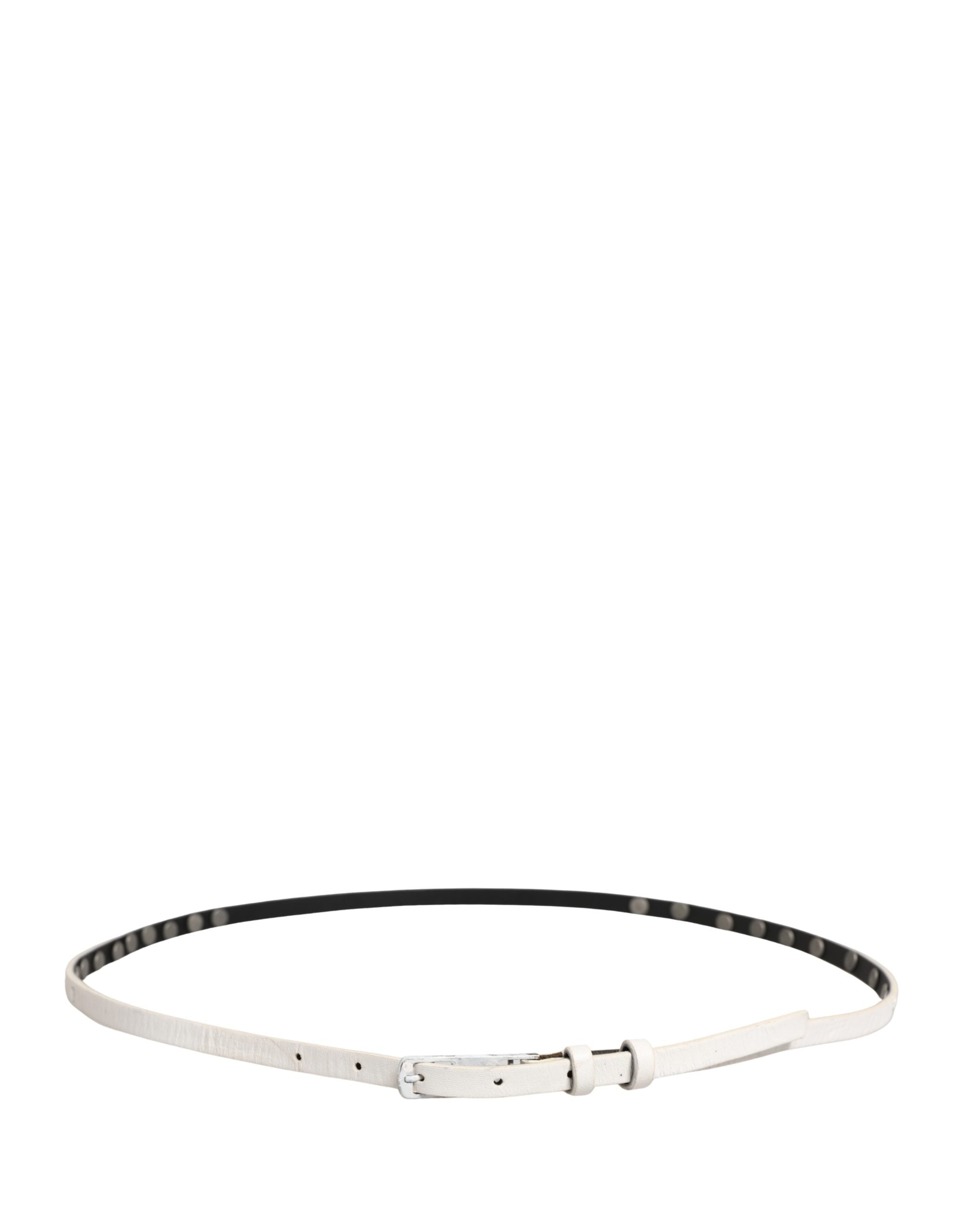 White Leather Studded Cintura Belt - ventzia