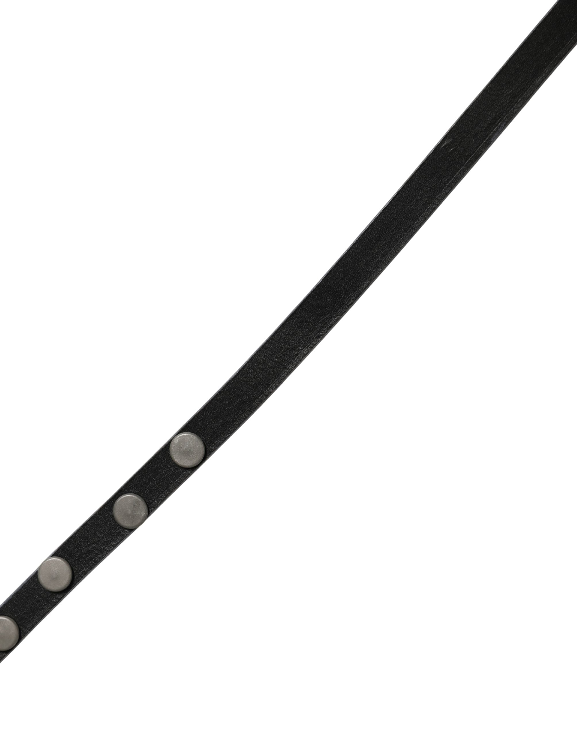 White Leather Studded Cintura Belt - ventzia