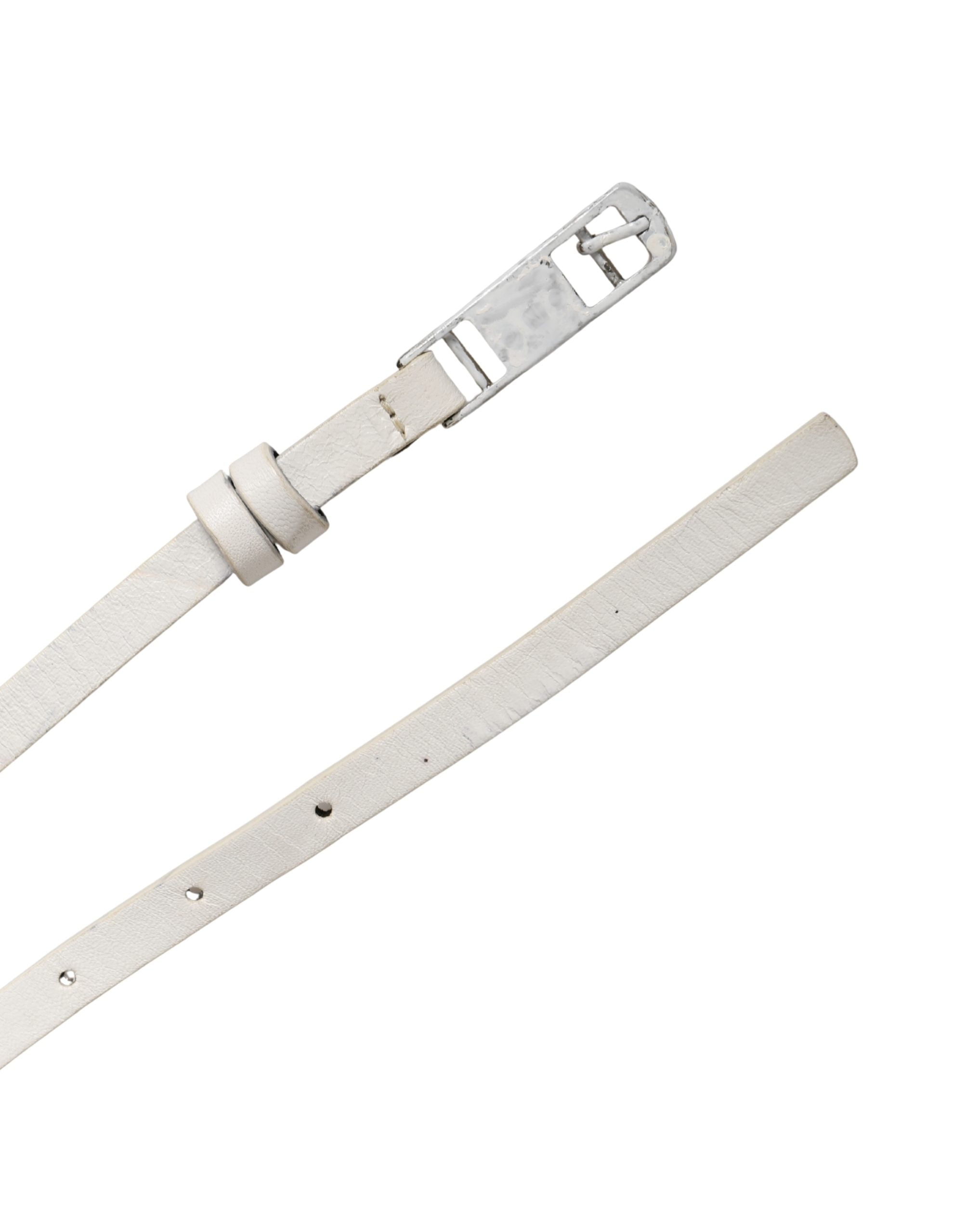 White Leather Studded Cintura Belt - ventzia