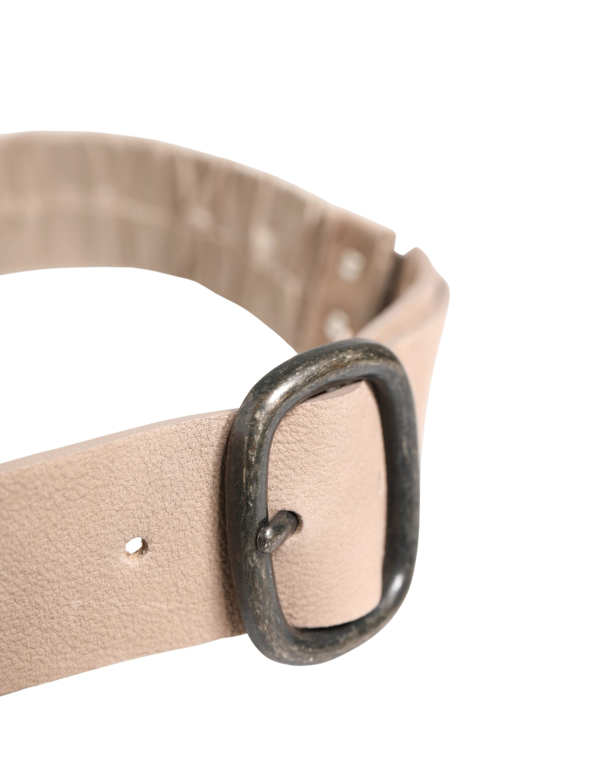 Women Beige Polyester Silver Metal Buckle Waist Belt - ventzia
